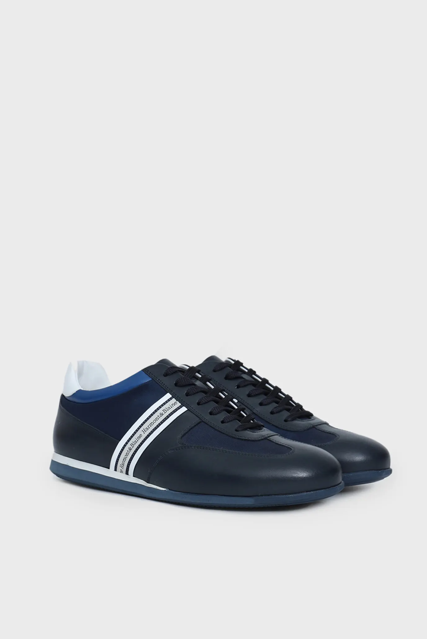 Мужские темно-синие кожаные кроссовки 3