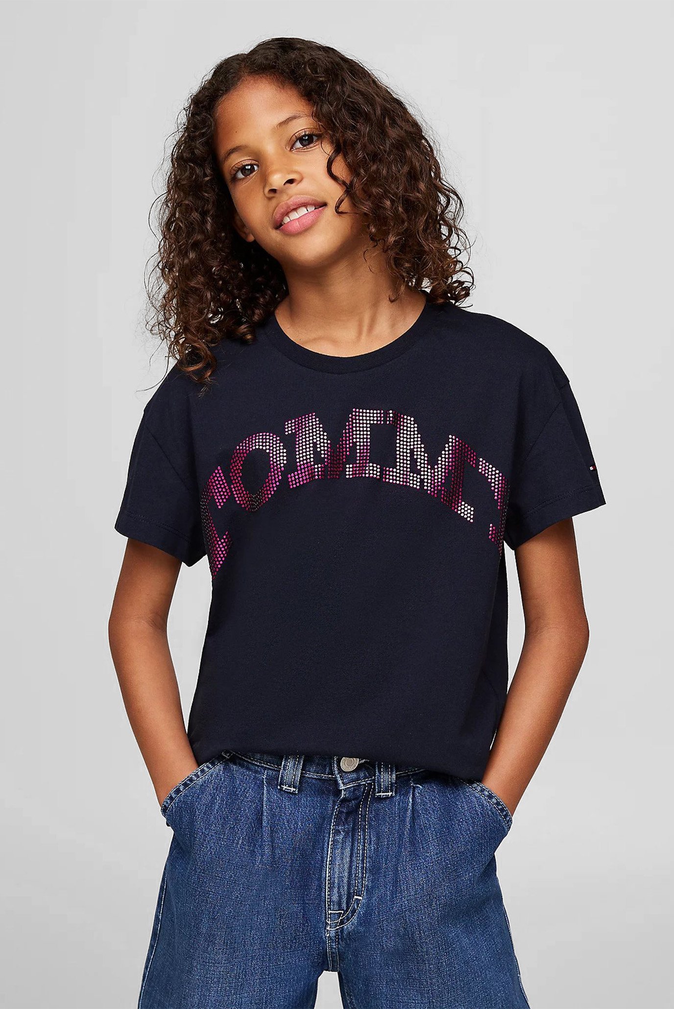 Дитяча темно-синя футболка TOMMY DOT FOIL TEE SS 1