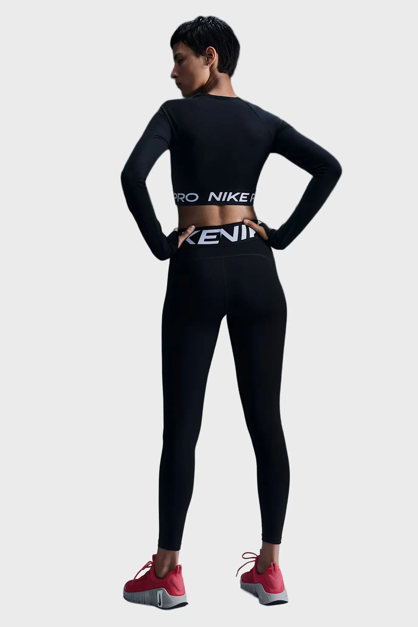 Женский черный топ NIKE PRO DF 365 CROP LS 3