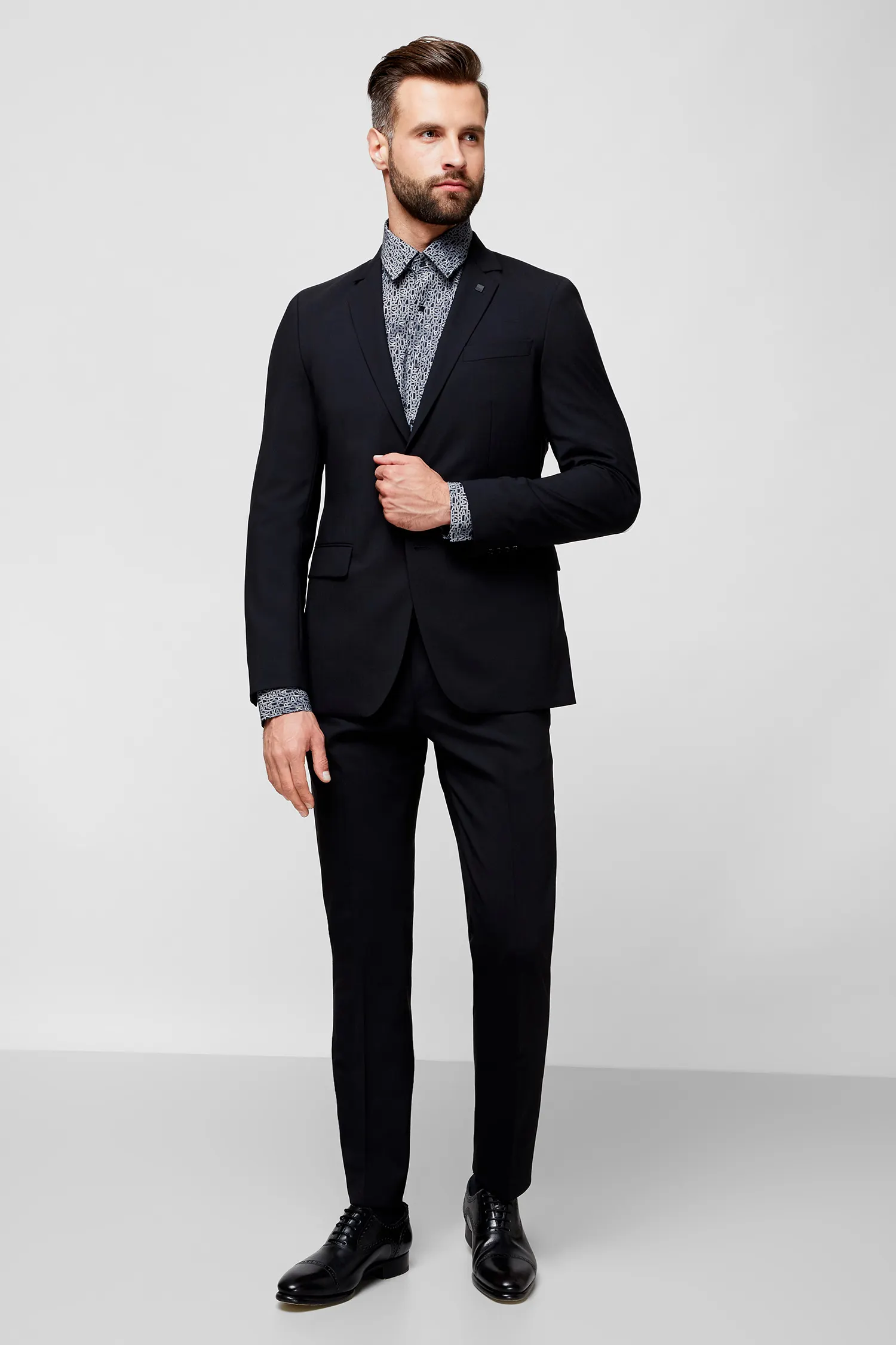 Чоловічий чорний вовняний піджак 2