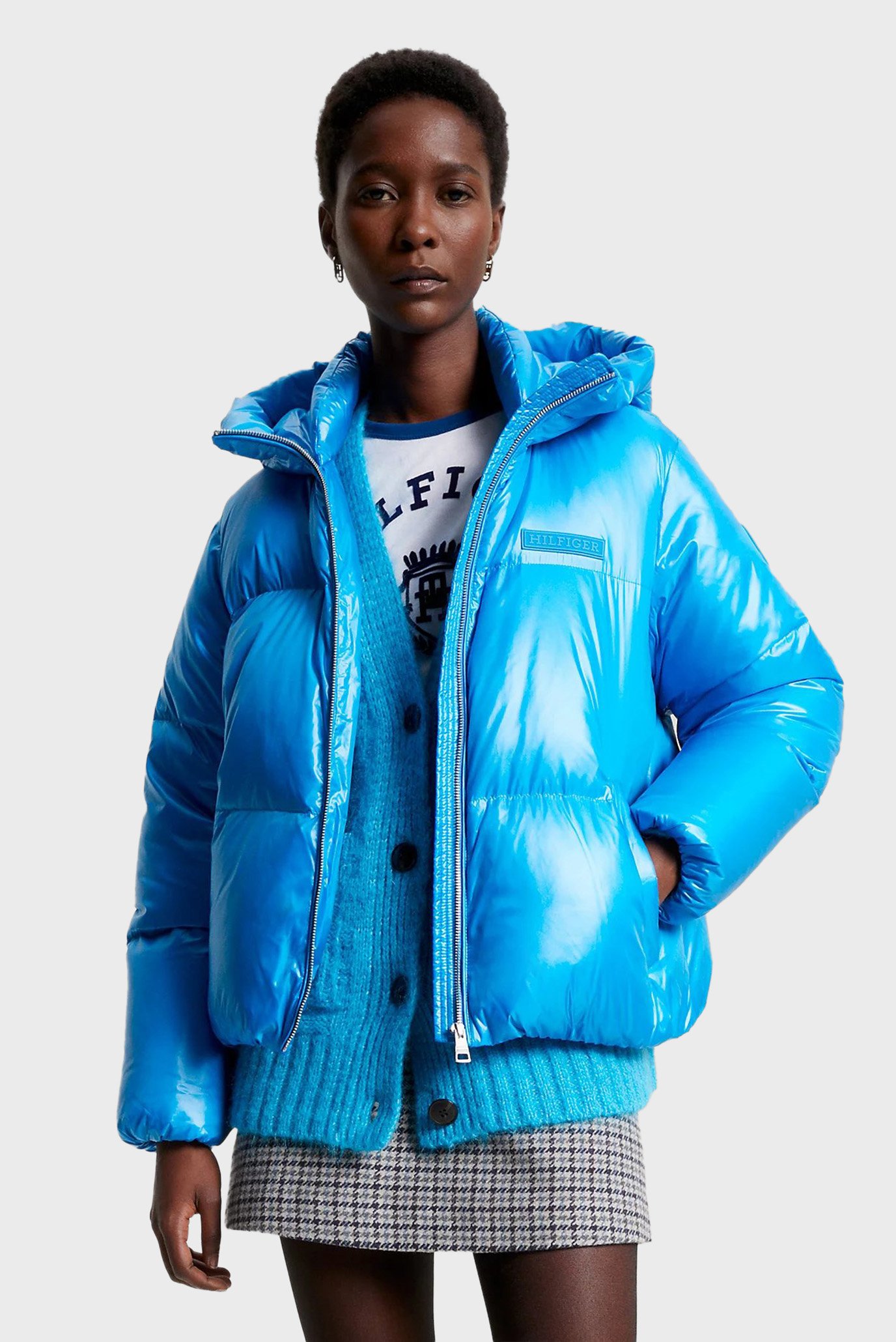 Женский голубой пуховик NEW YORK GLOSS PUFFER JACKET 1