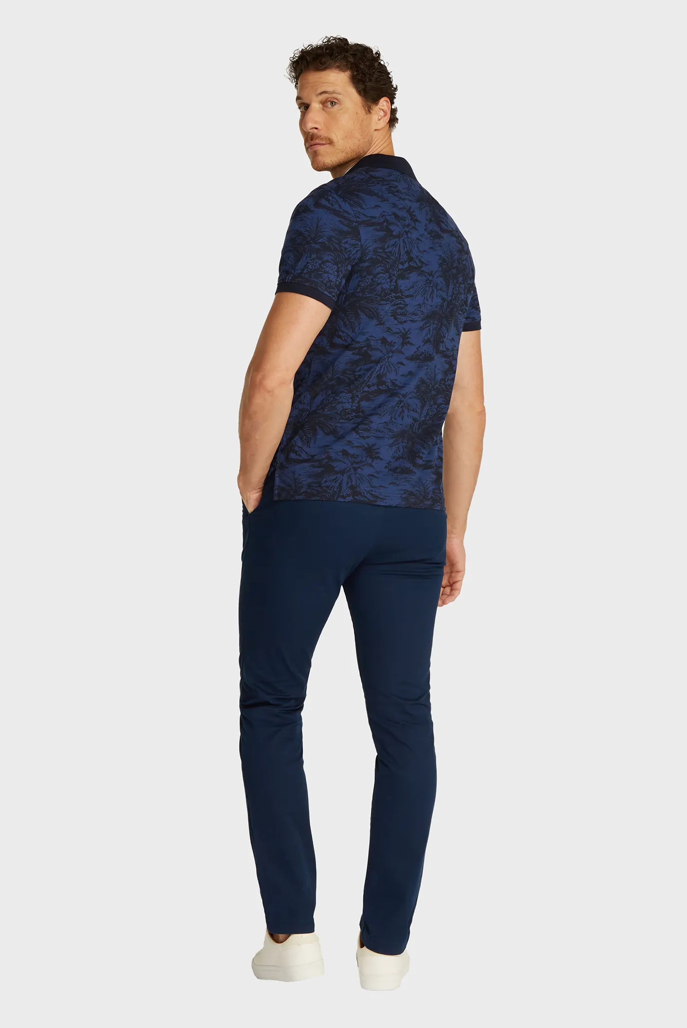 Чоловіче темно-синє поло з візерунком ALL OVER PRINT LINEN 3