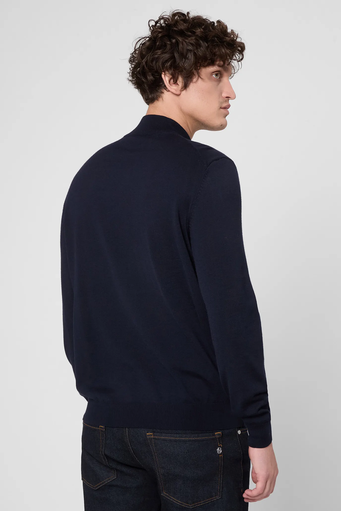 Мужская темно-синяя шерстяная кофта 3