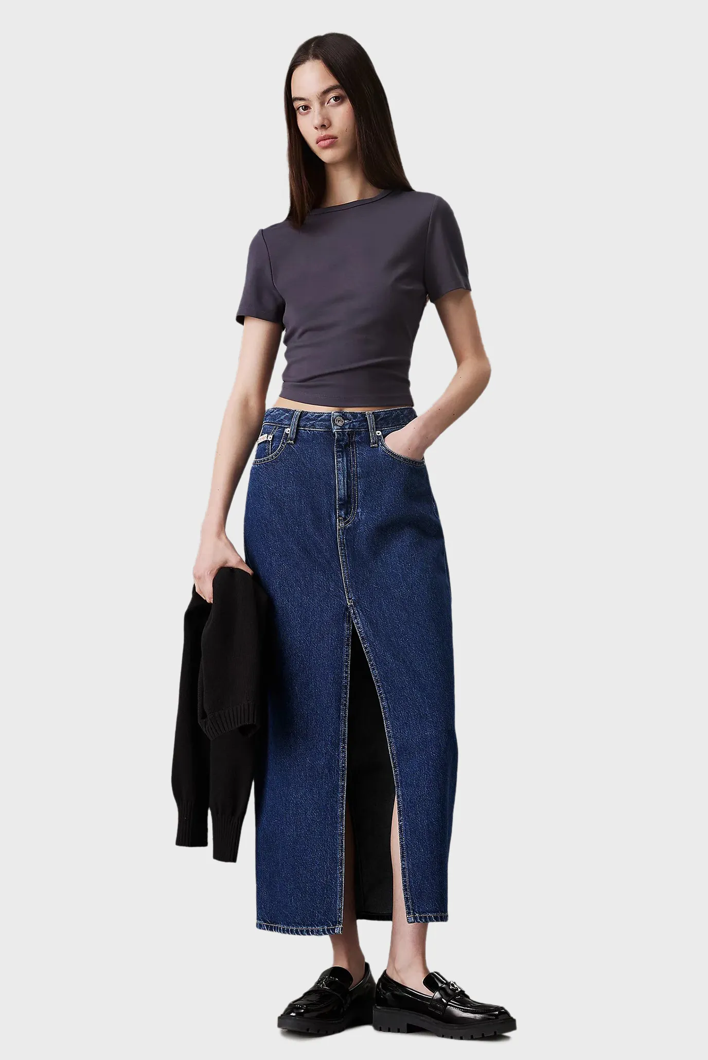 Женская темно-синяя джинсовая юбка 2