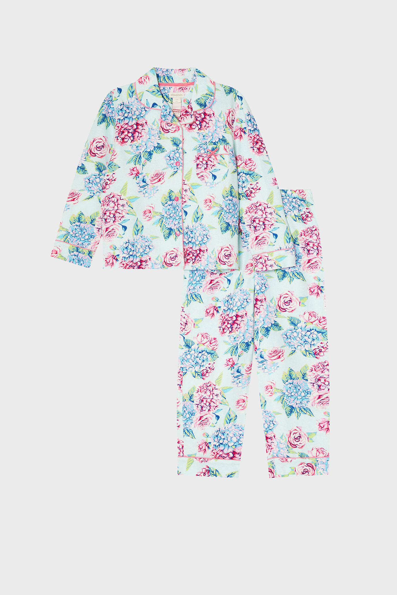 Детская голубая пижама (рубашка, брюки) ORGANIC ELLE FLANN 1