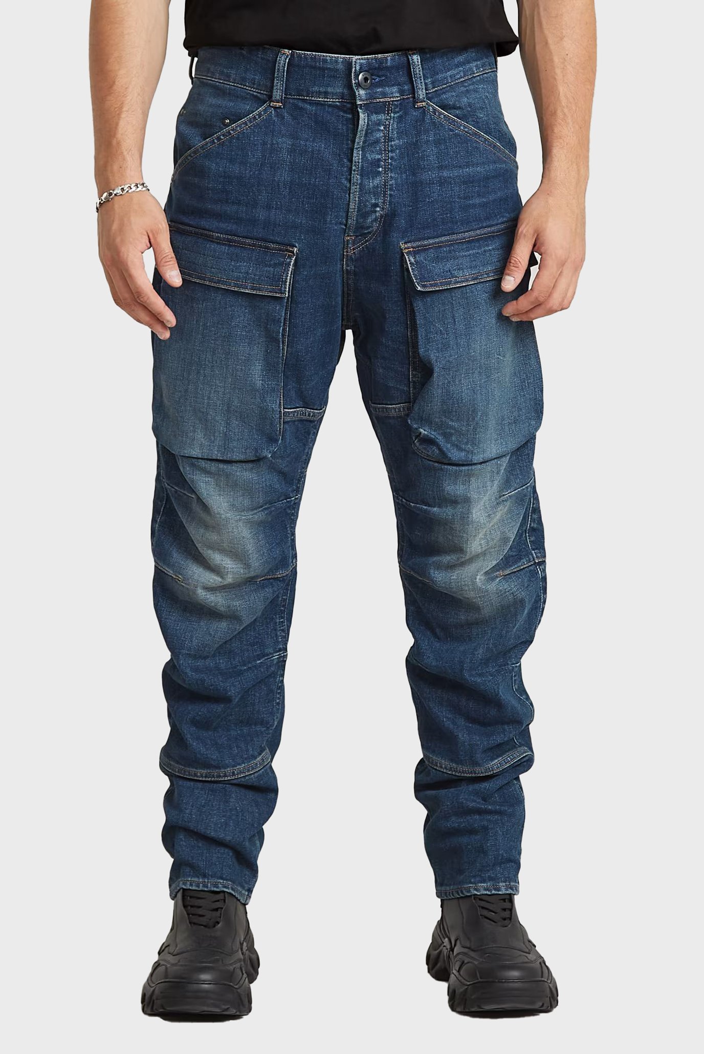 Чоловічі сині джинси 3D Regular Tapered Denim Cargo 1