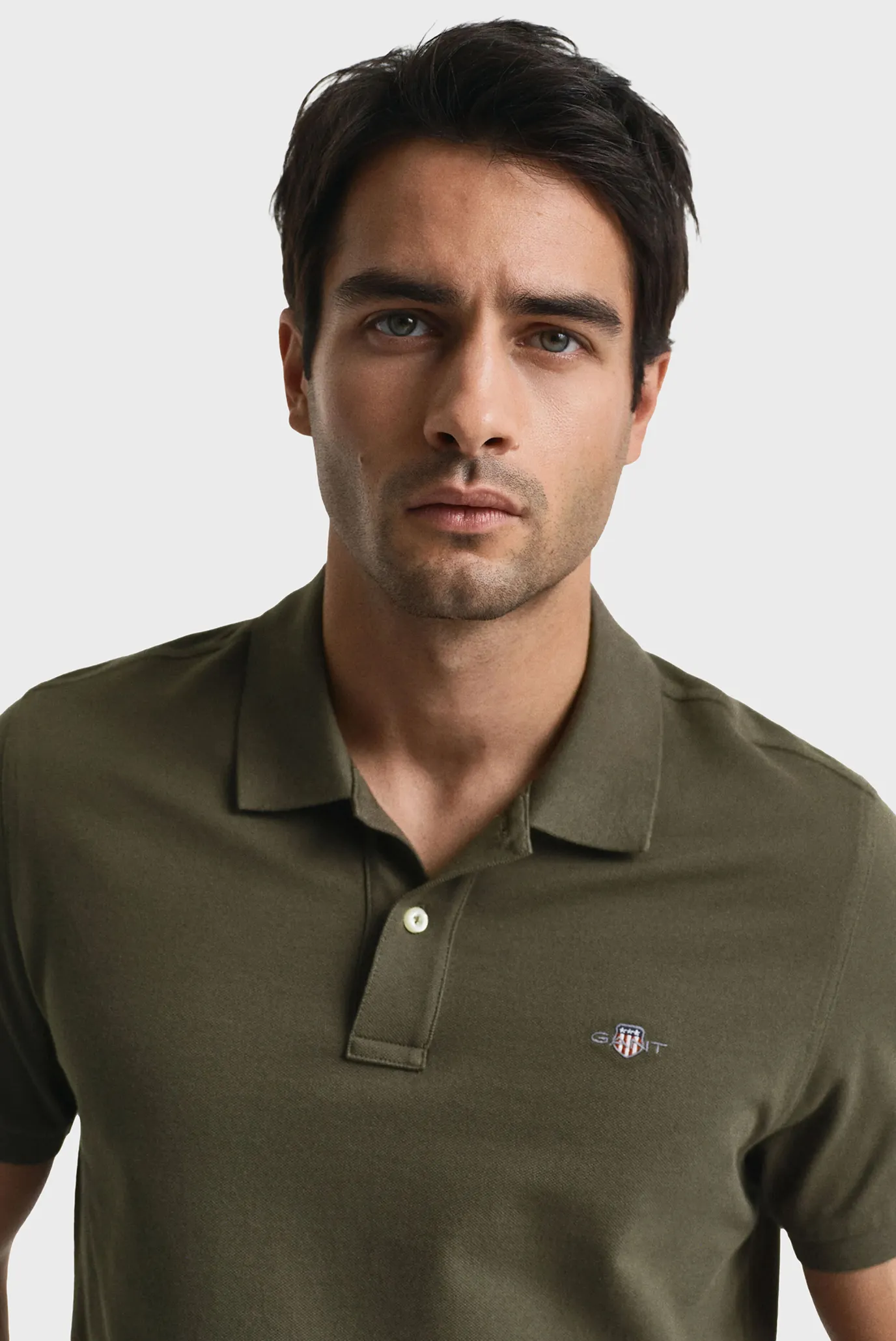 Чоловіче оливкове поло REG SHIELD SS PIQUE POLO 4