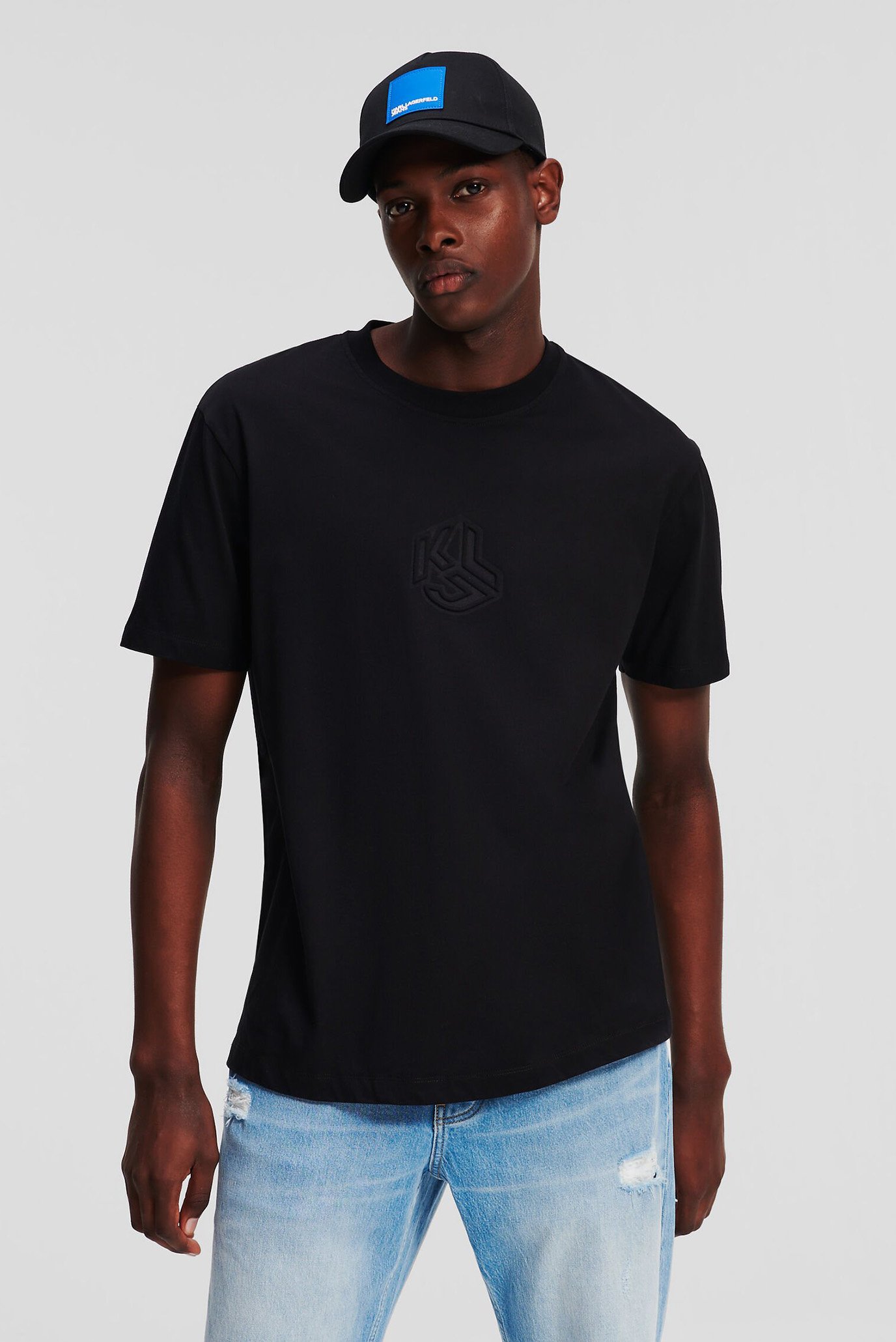 Чоловіча чорна футболка KLJ 3D MONOGRAM SSLV REG TEE 1