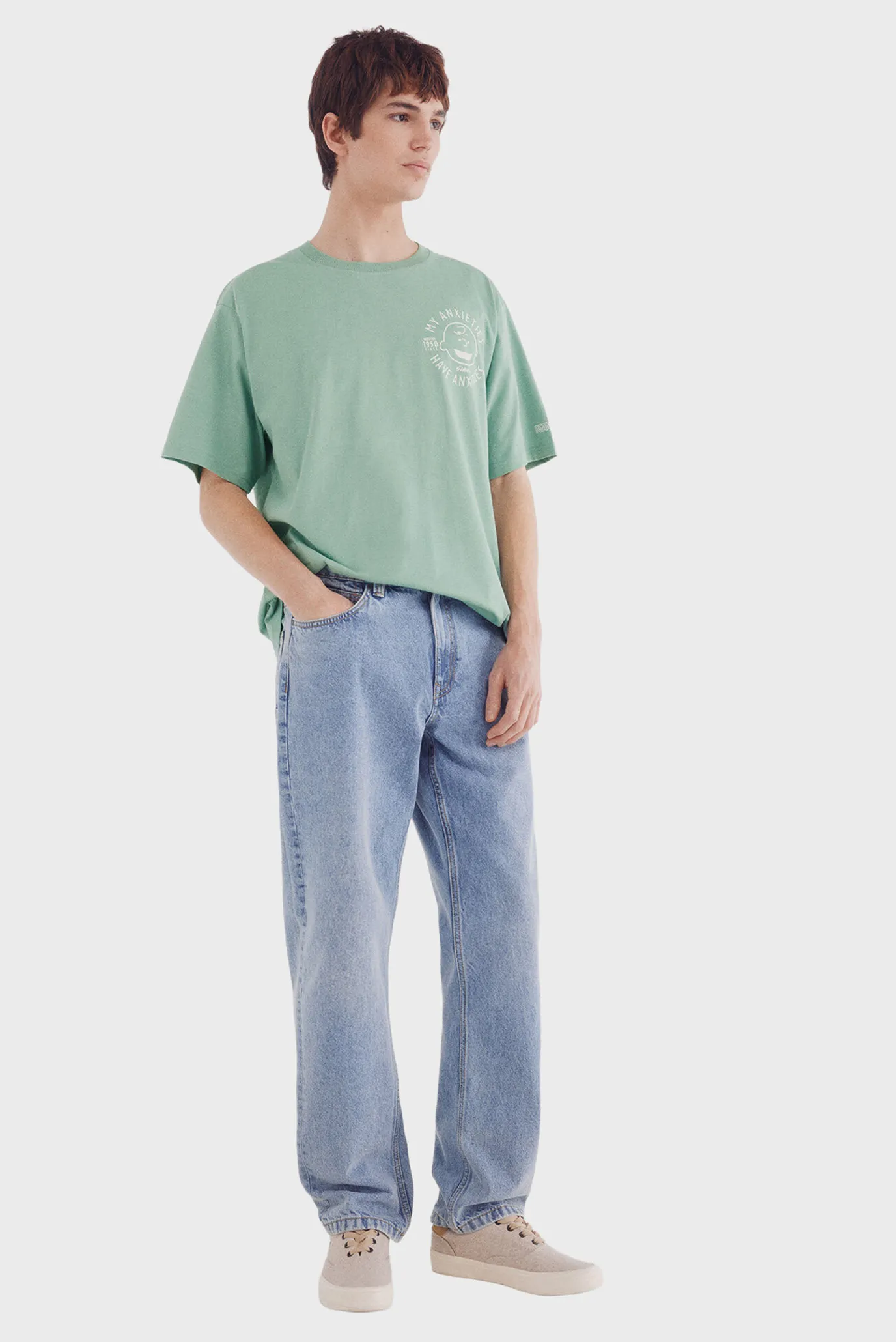 Мужская мятная футболка Charlie Brown 2