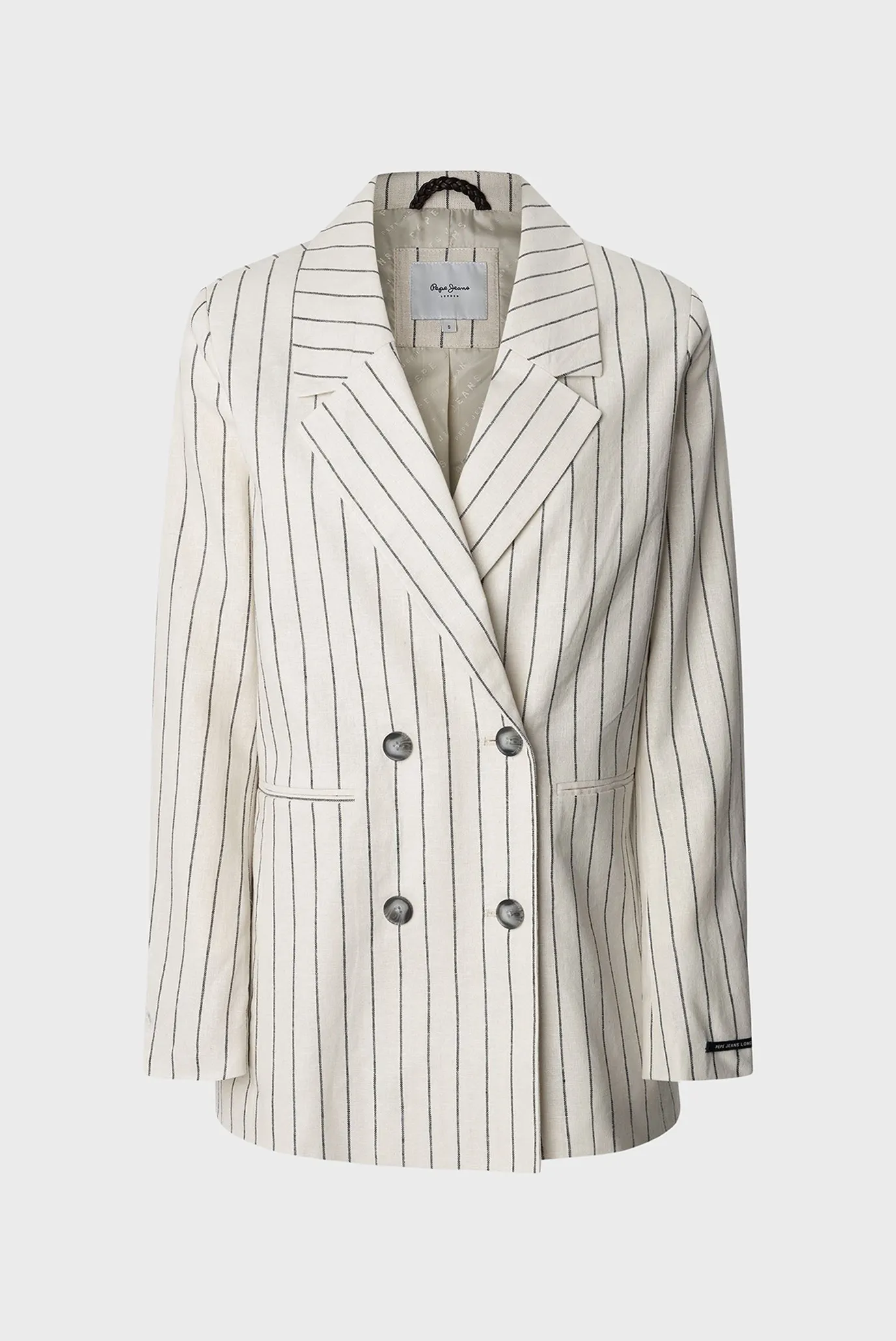 Жіночий білий лляний жакет у смужку HANNAH 6