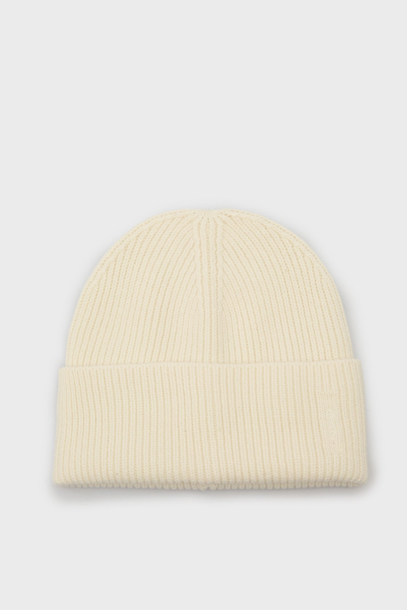 Жіноча біла вовняна шапка WOOL RIBBED BEANIE 1