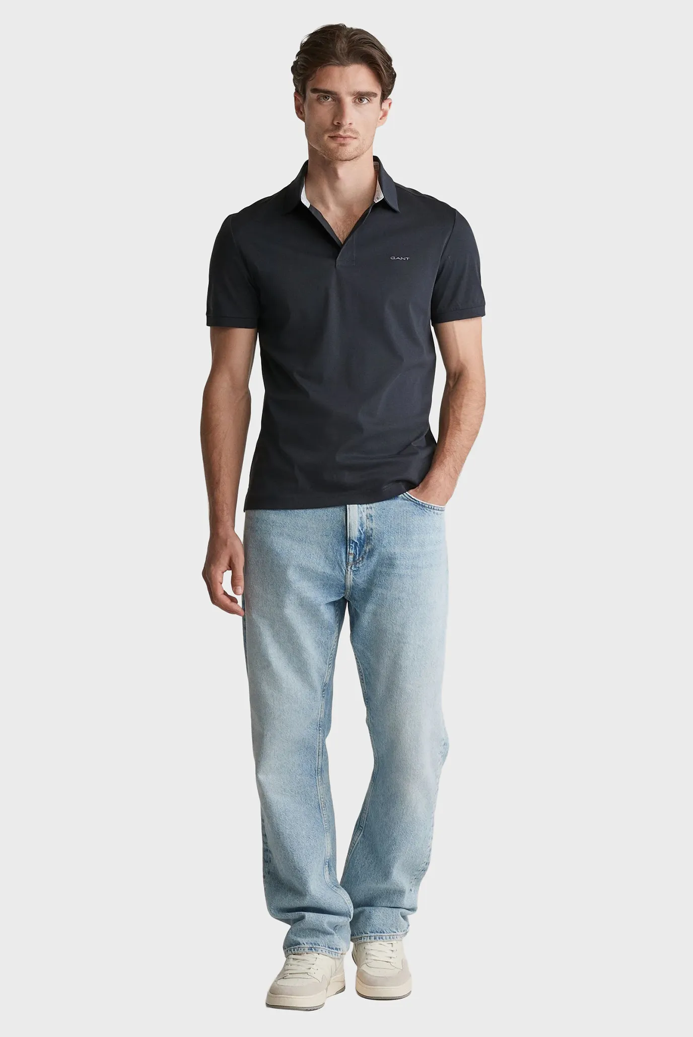 Чоловіче чорне поло MERCERIZED SS POLO 2