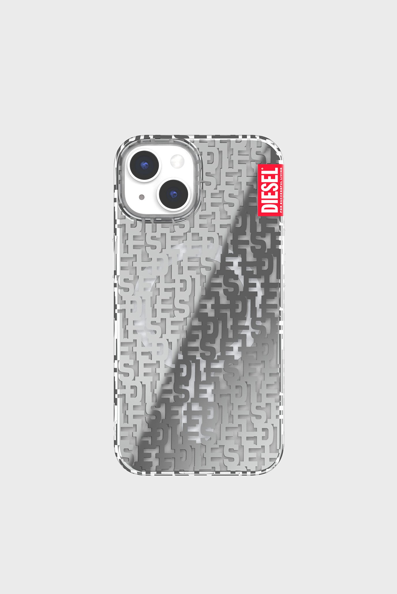 Серый чехол для телефона Diesel Clear Case monogram magsafe for iPhone 14 1