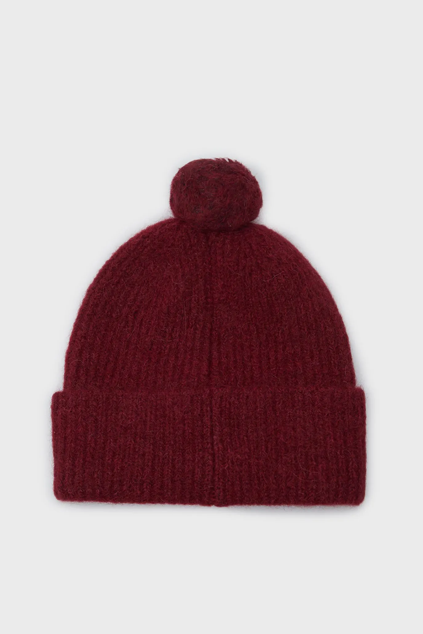Женская бордовая шерстяная шапка CK EMBROIDERY AIRY POMPOM BEANIE 2