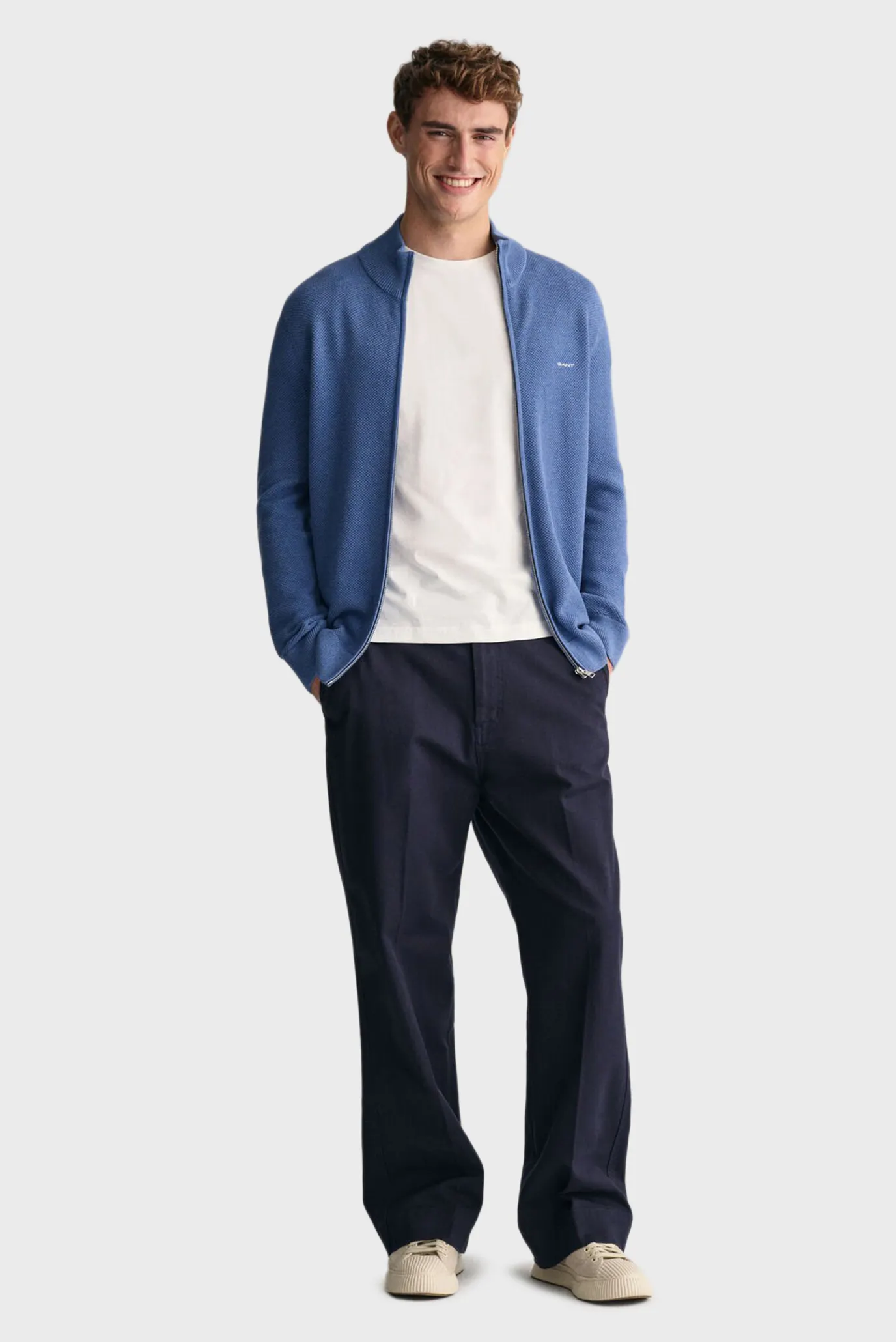 Мужской синий кардиган COTTON PIQUE ZIP 2