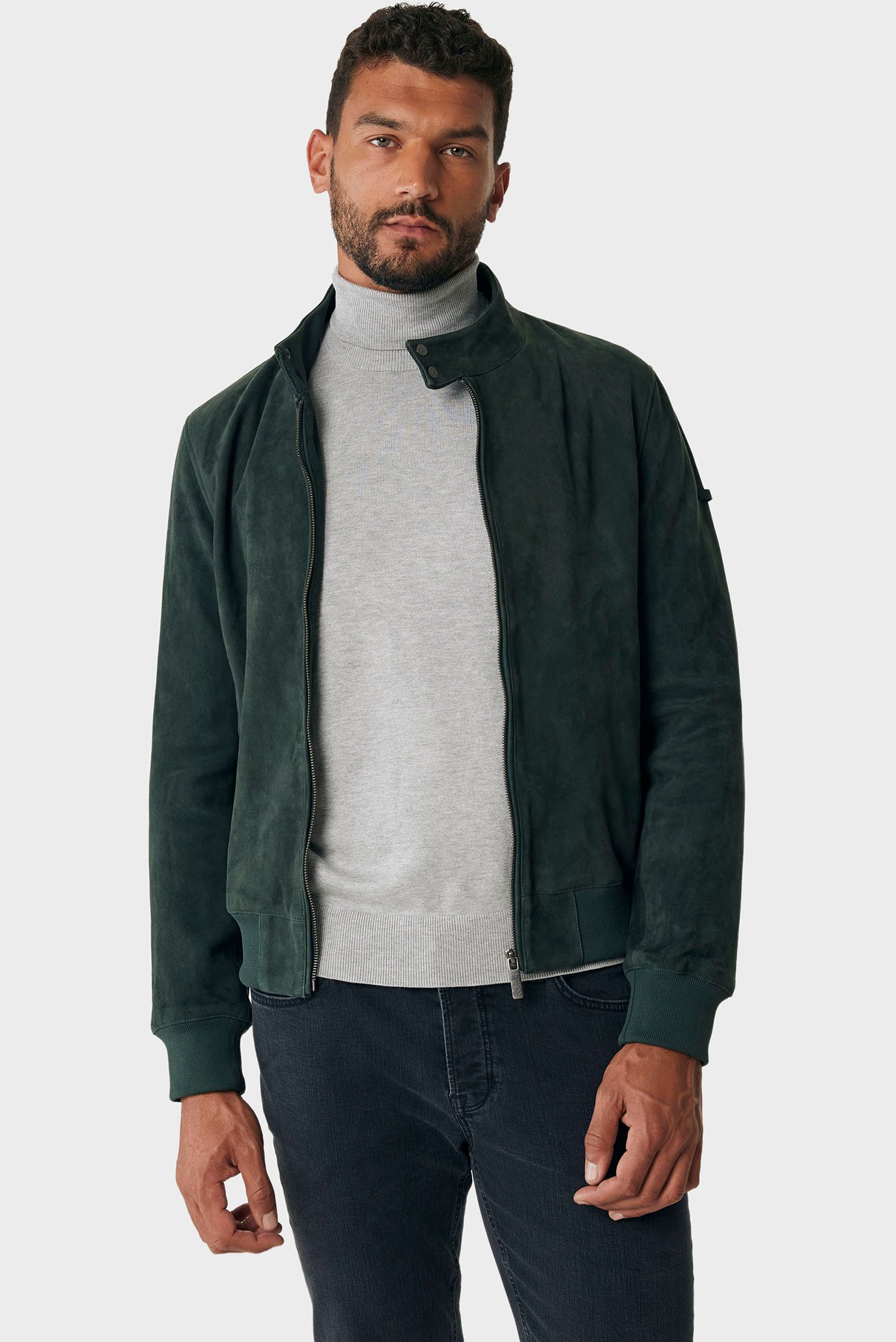 Мужская зеленая замшевая куртка 1
