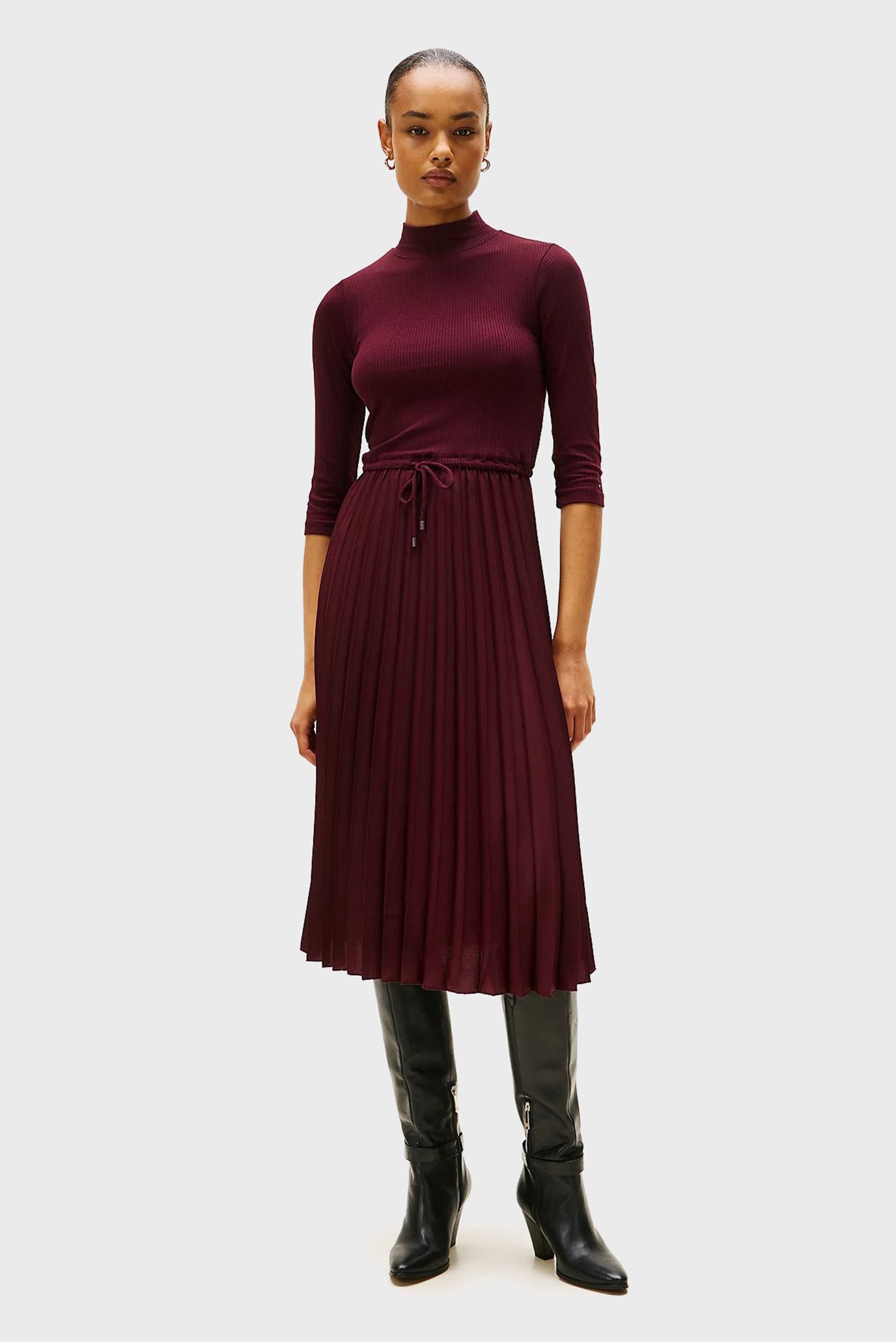 Женское бордовое платье SLIM 5X2 RIB Бордовый L Tommy Hilfiger WW0WW46138 Женское бордовое платье SLIM 5X2 RIB Бордовый L Tommy Hilfiger WW0WW46138