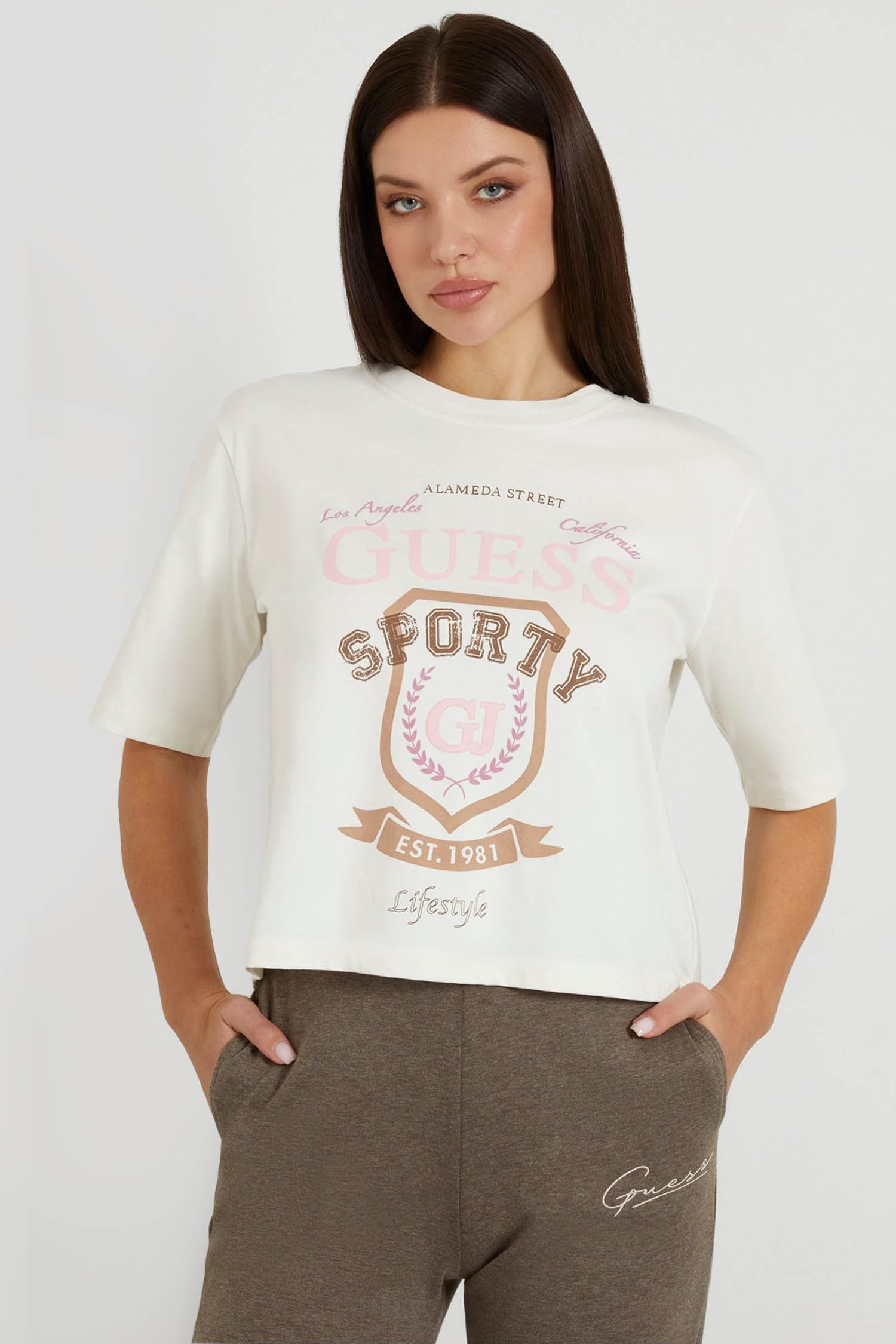 Женская белая футболка Guess V4RI07.K8FQ4;G015 — MD-Fashion