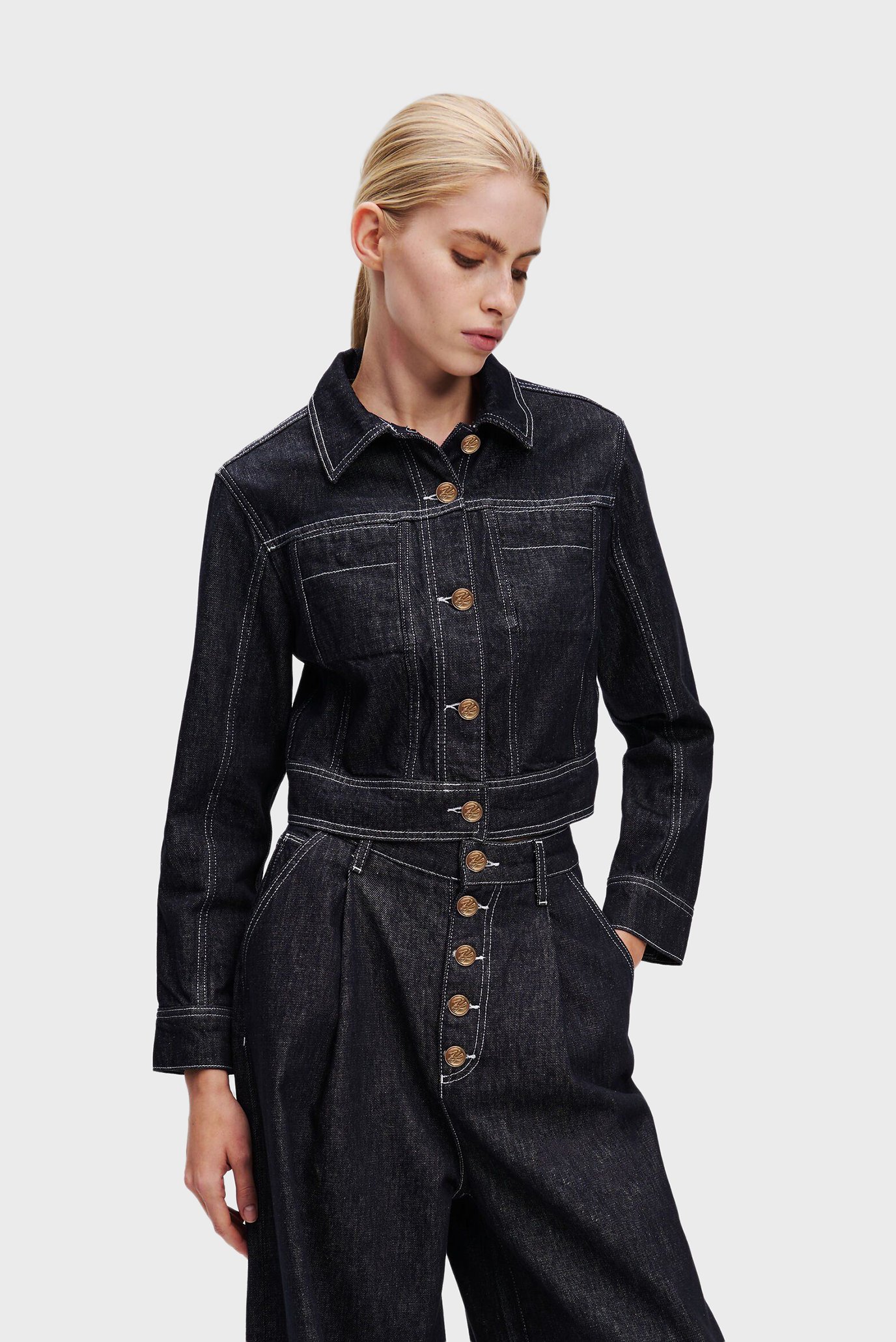 Жіноча темно-синя джинсова куртка BUTTON DENIM JACKET 1