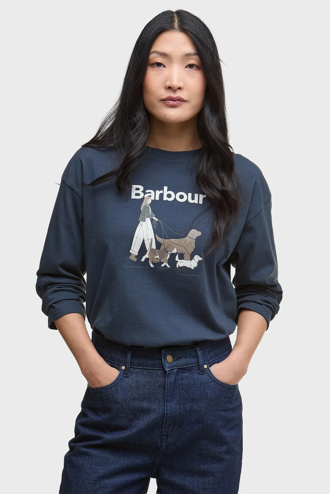 Жіночий темно-синій лонгслів 1