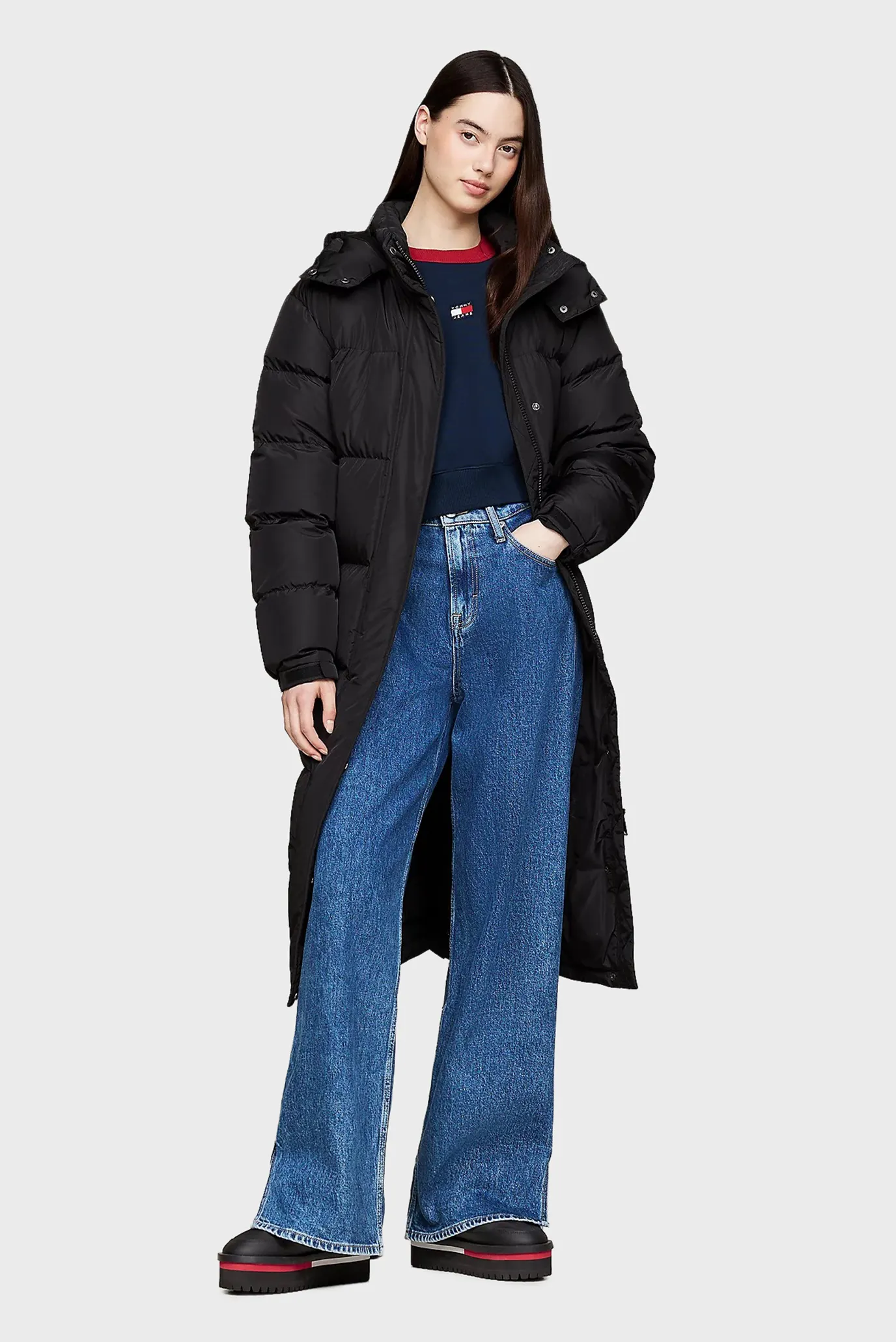 Женские черные дутики TJW NYLON FLATFORM BOOT 6