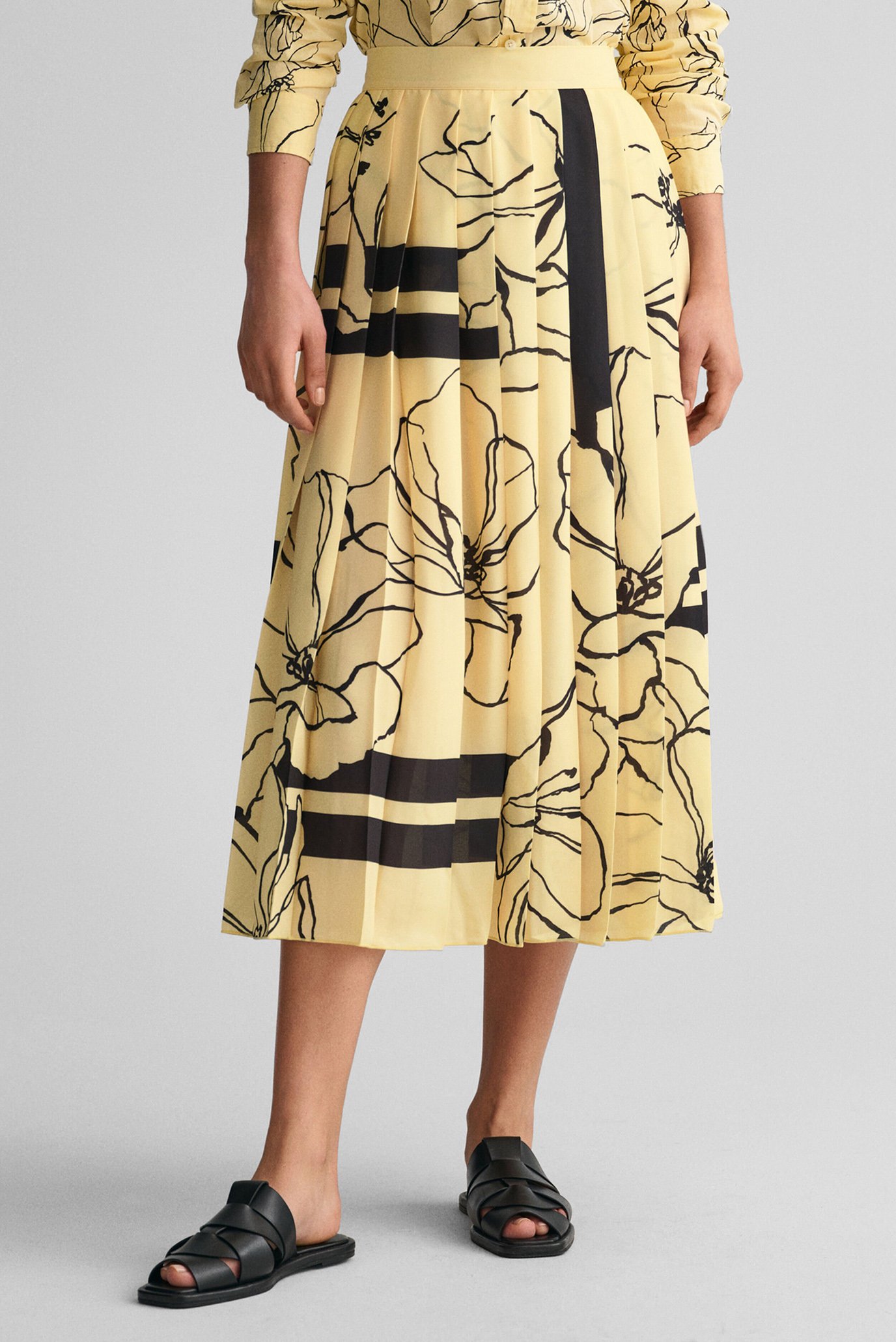 Женская желтая плиссированная юбка с узором LINE DRAWING PLEATED 1