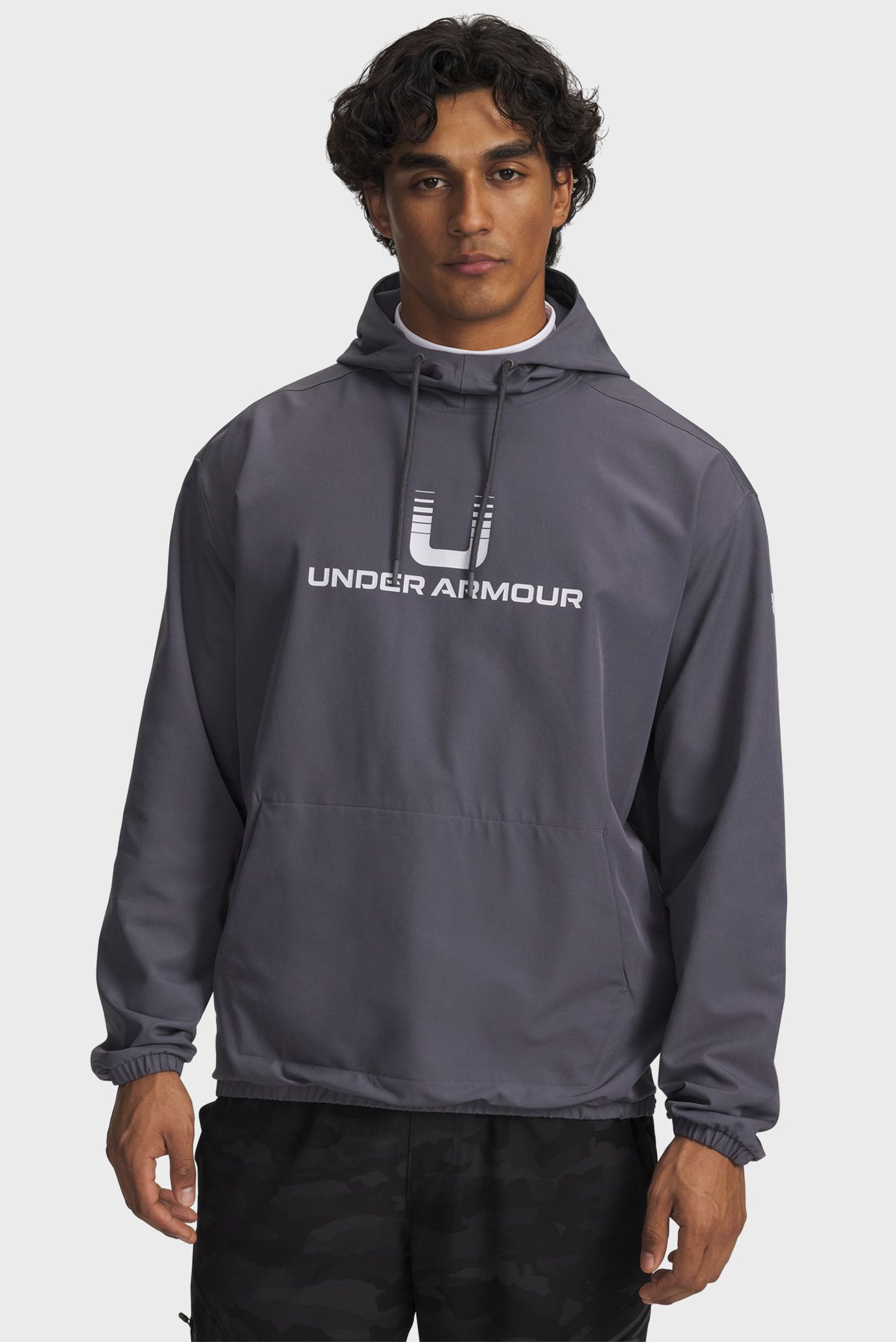 Мужское серое худи UA Unstoppable Wvn Hoodie Серый XL Under Armour 6003864-025 Мужское серое худи UA Unstoppable Wvn Hoodie Серый XL Under Armour 6003864-025