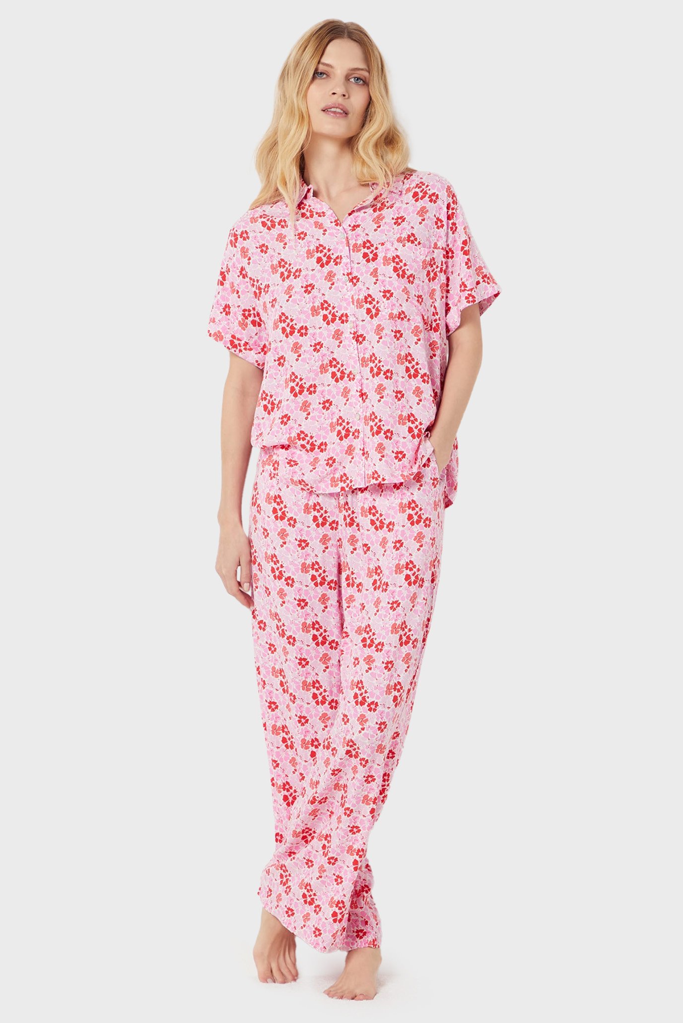 Женская розовая пижама с узором (рубашка, брюки) DEAREST 1