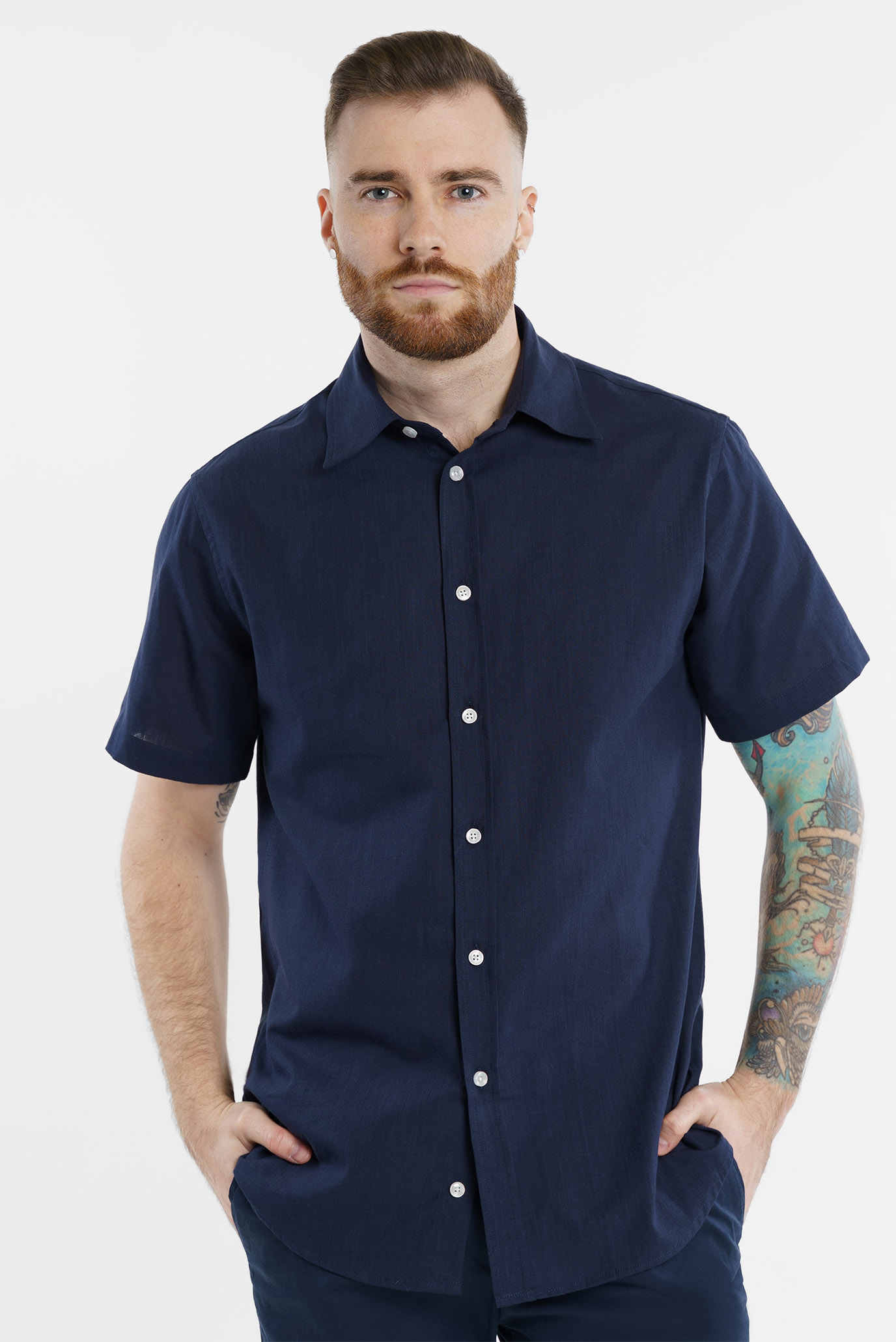 Мужская темно-синяя рубашка 1