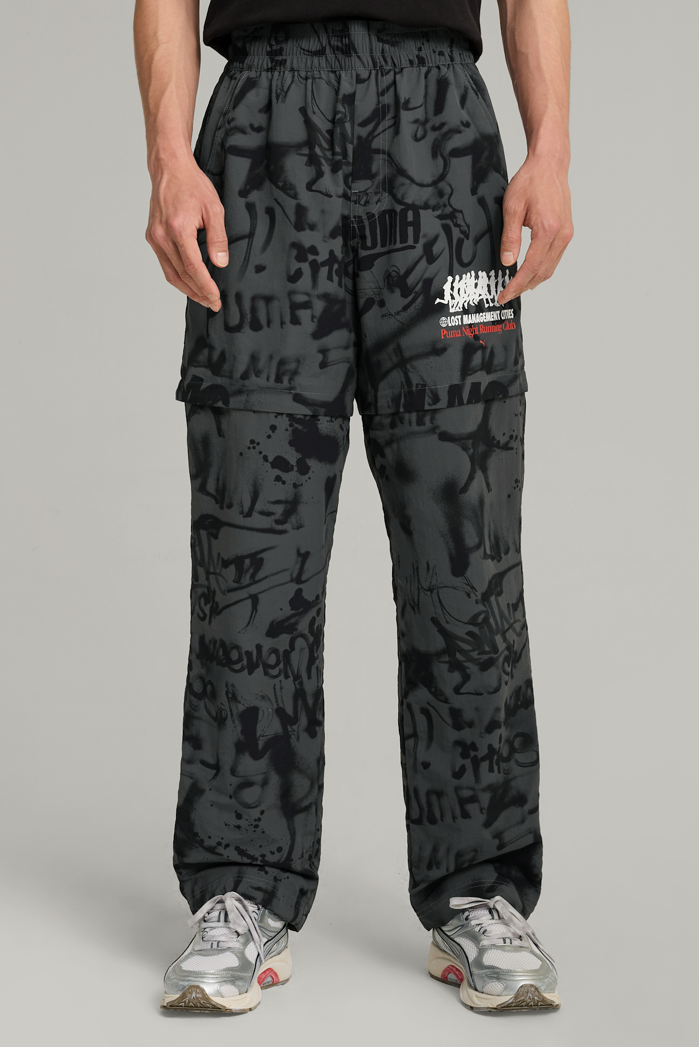 Мужские темно-серые спортивные брюки с узором 2в1 PUMA x LMC All-over Print Pants Men 1