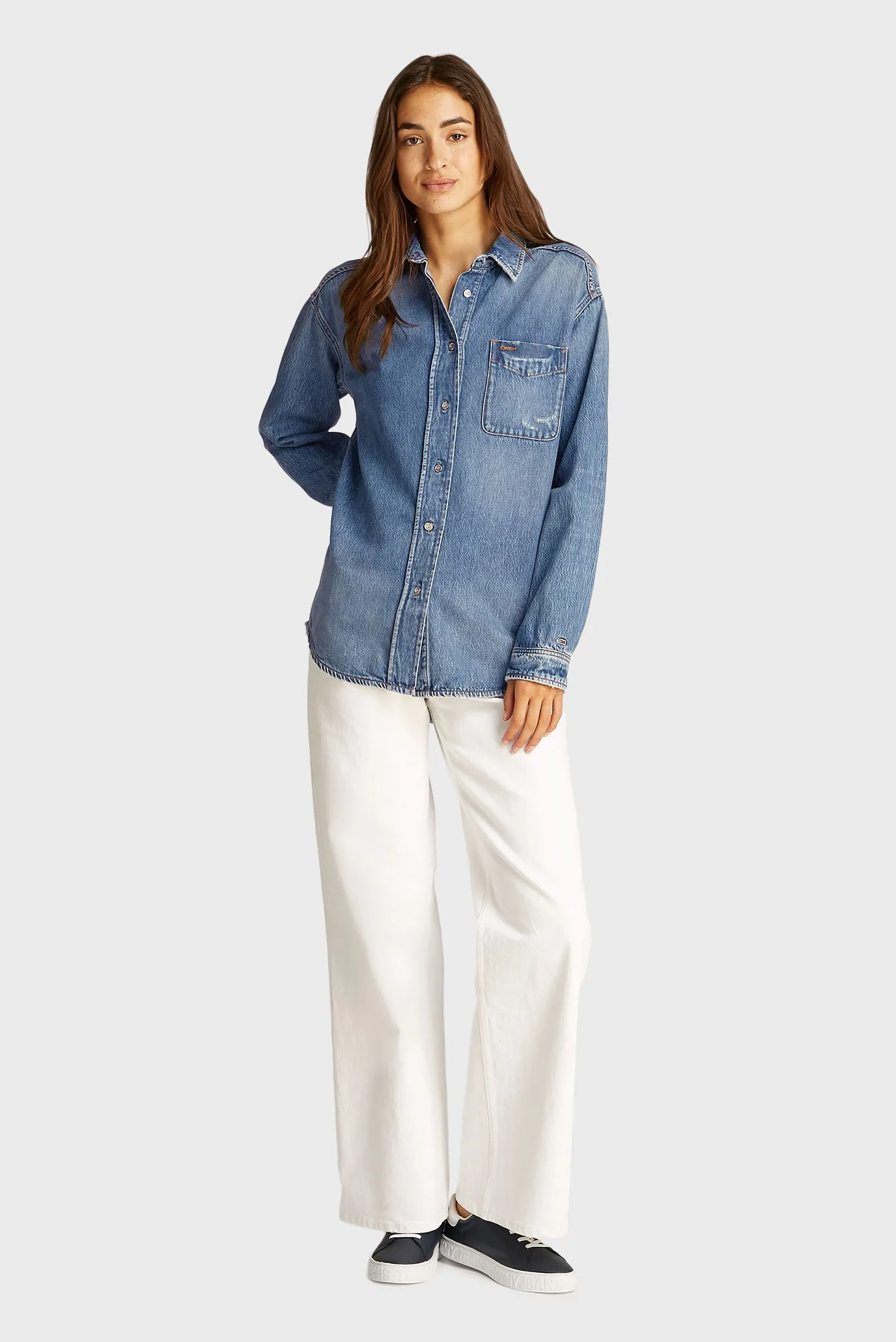 Женская синяя джинсовая рубашка RELAXED FIT OVERSHIRT 2