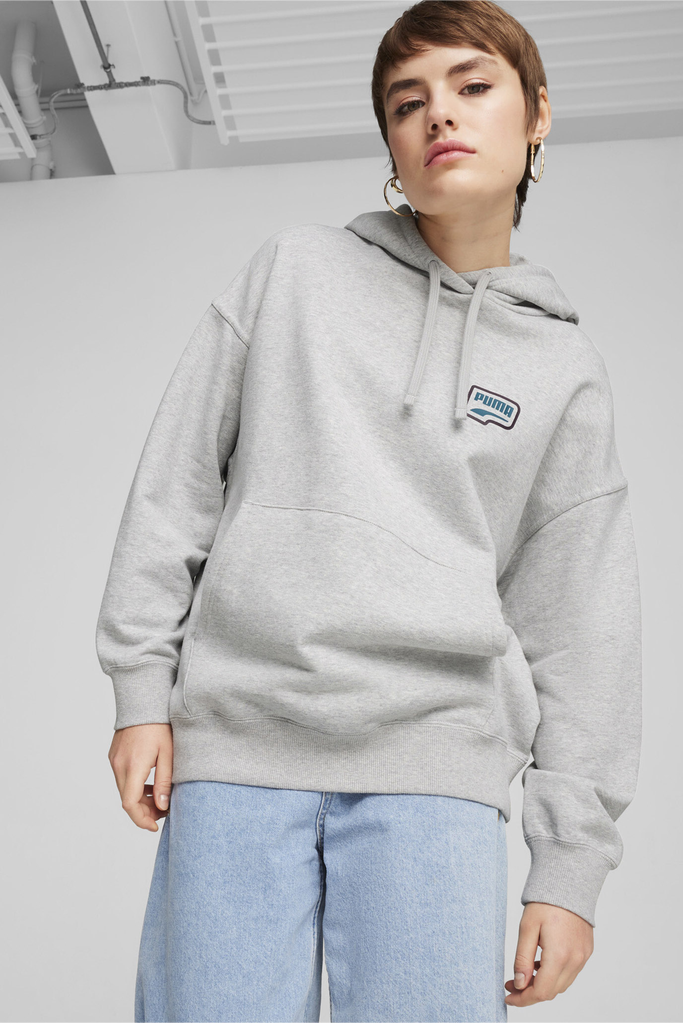 Женское серое худи DOWNTOWN Oversized Hoodie Women 1