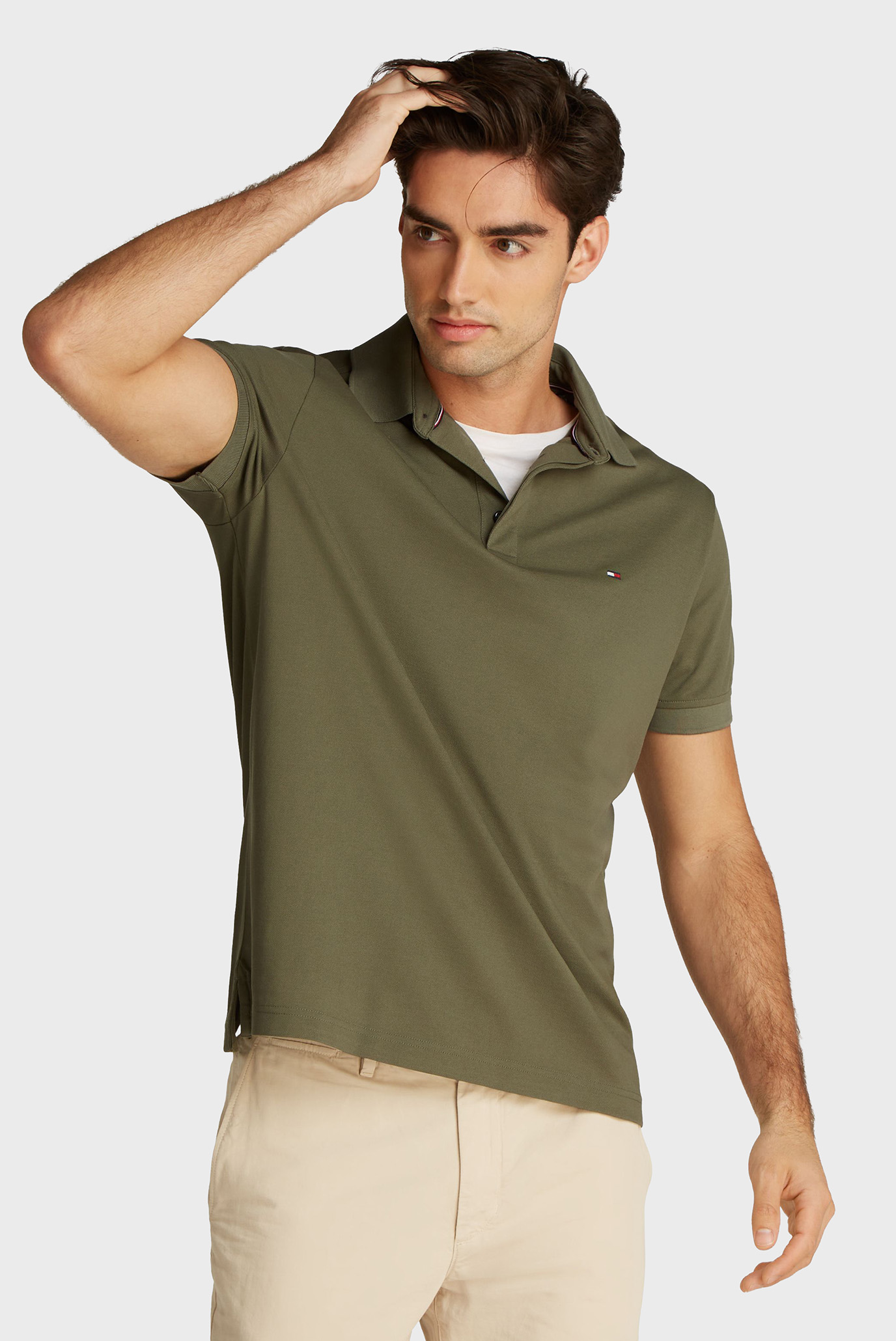 Мужское оливковое поло HIDDEN PLACKET Оливковый M Tommy Hilfiger MW0MW38491 Мужское оливковое поло HIDDEN PLACKET Оливковый M Tommy Hilfiger MW0MW38491