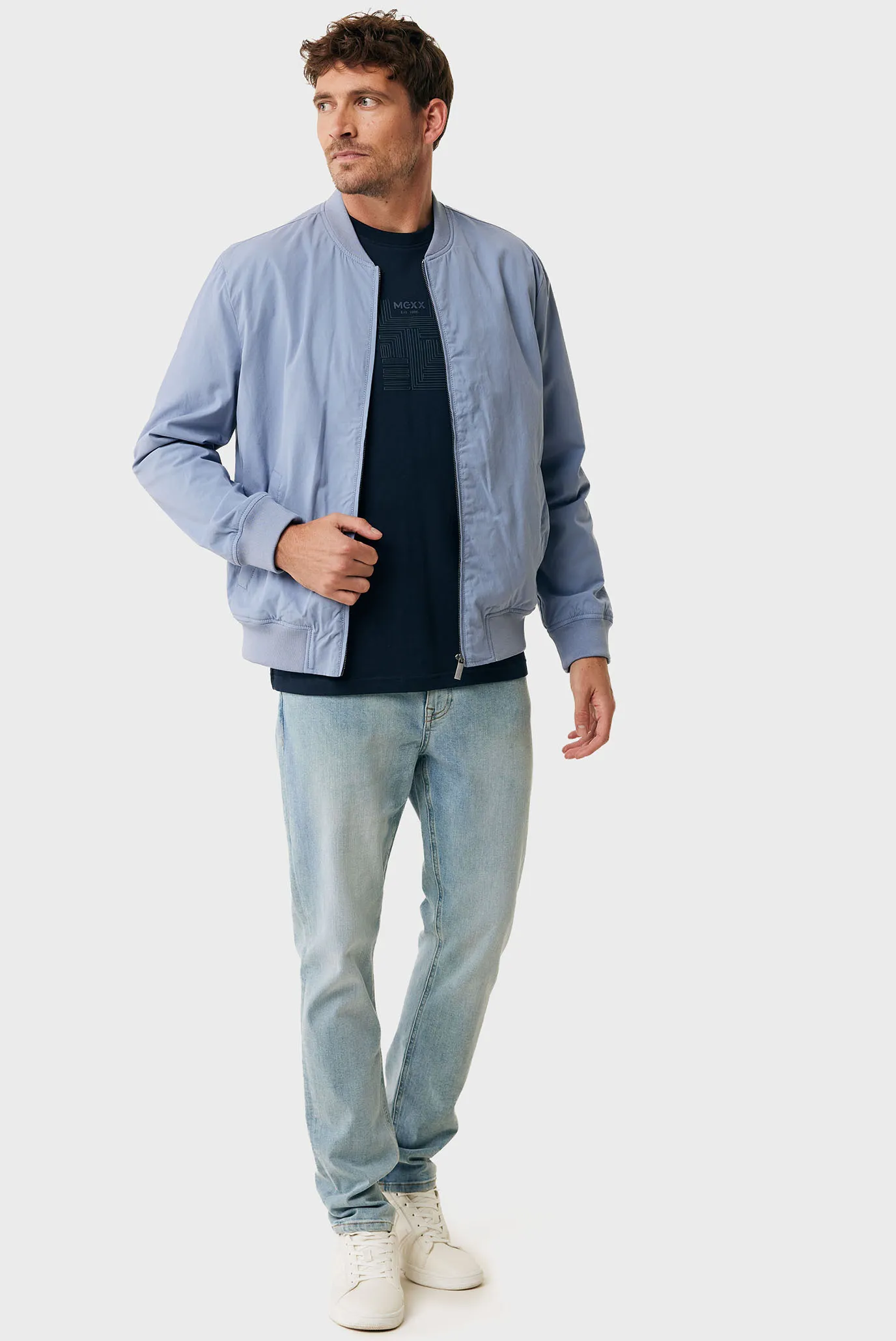 Чоловічий блакитний бомбер Cotton blend bomber jacket 2