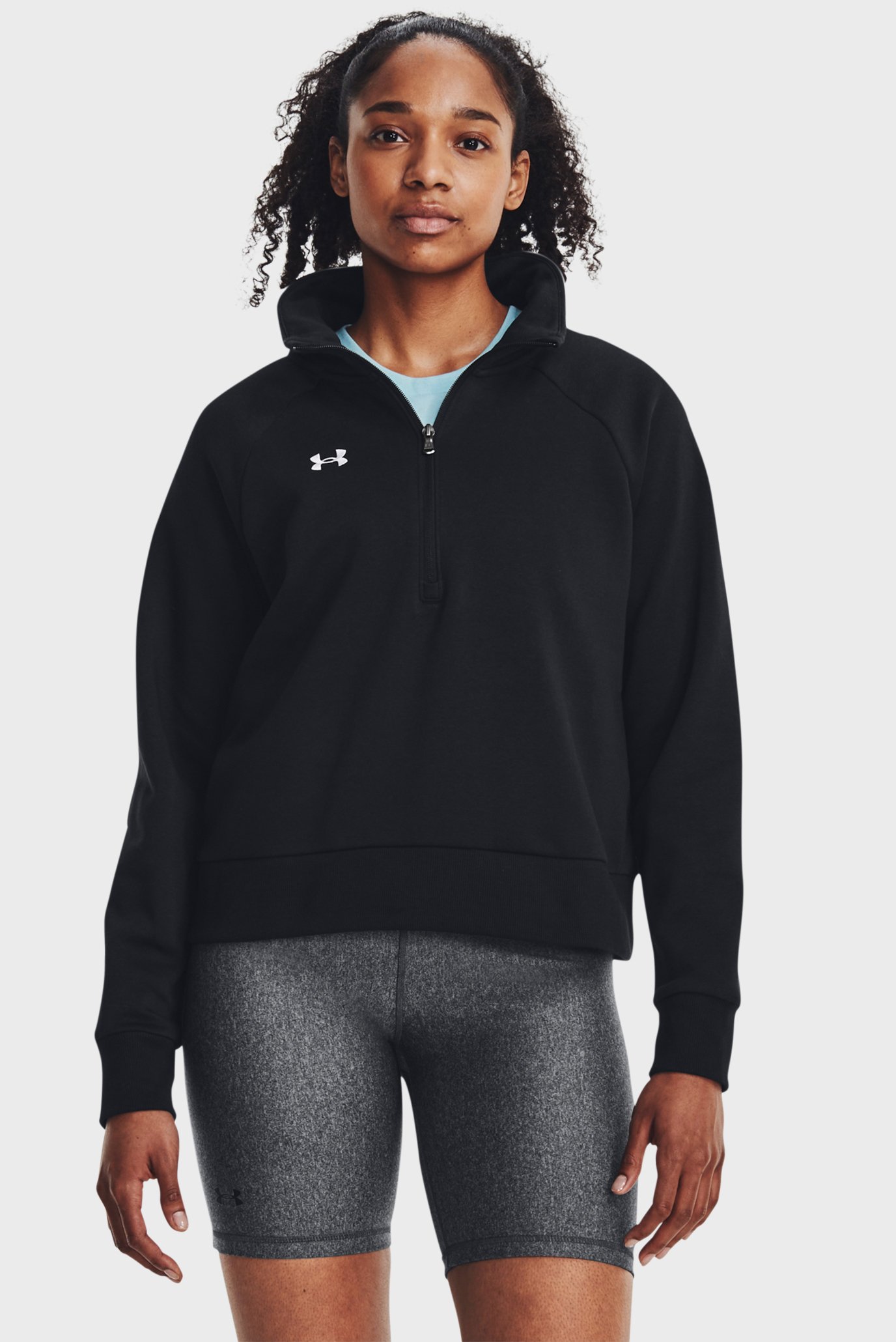 Женская черная спортивная кофта UA Rival Fleece HZ Черный XS Under Armour 1379492-001 Женская черная спортивная кофта UA Rival Fleece HZ Черный XS Under Armour 1379492-001