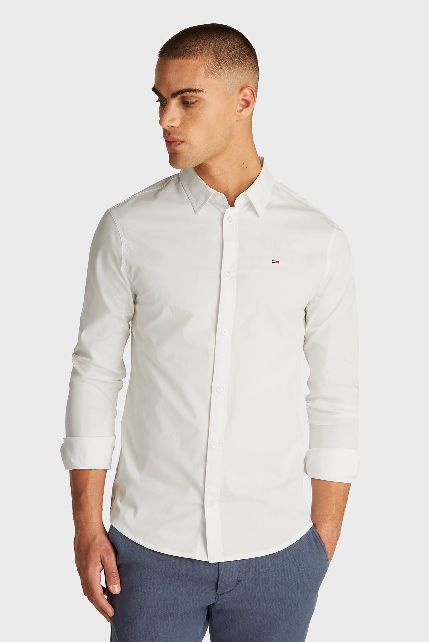 Мужская белая рубашка TJM ORIGINAL STRETCH SHIRT Белый S Tommy Jeans DM0DM04405 Мужская белая рубашка TJM ORIGINAL STRETCH SHIRT Белый S Tommy Jeans DM0DM04405