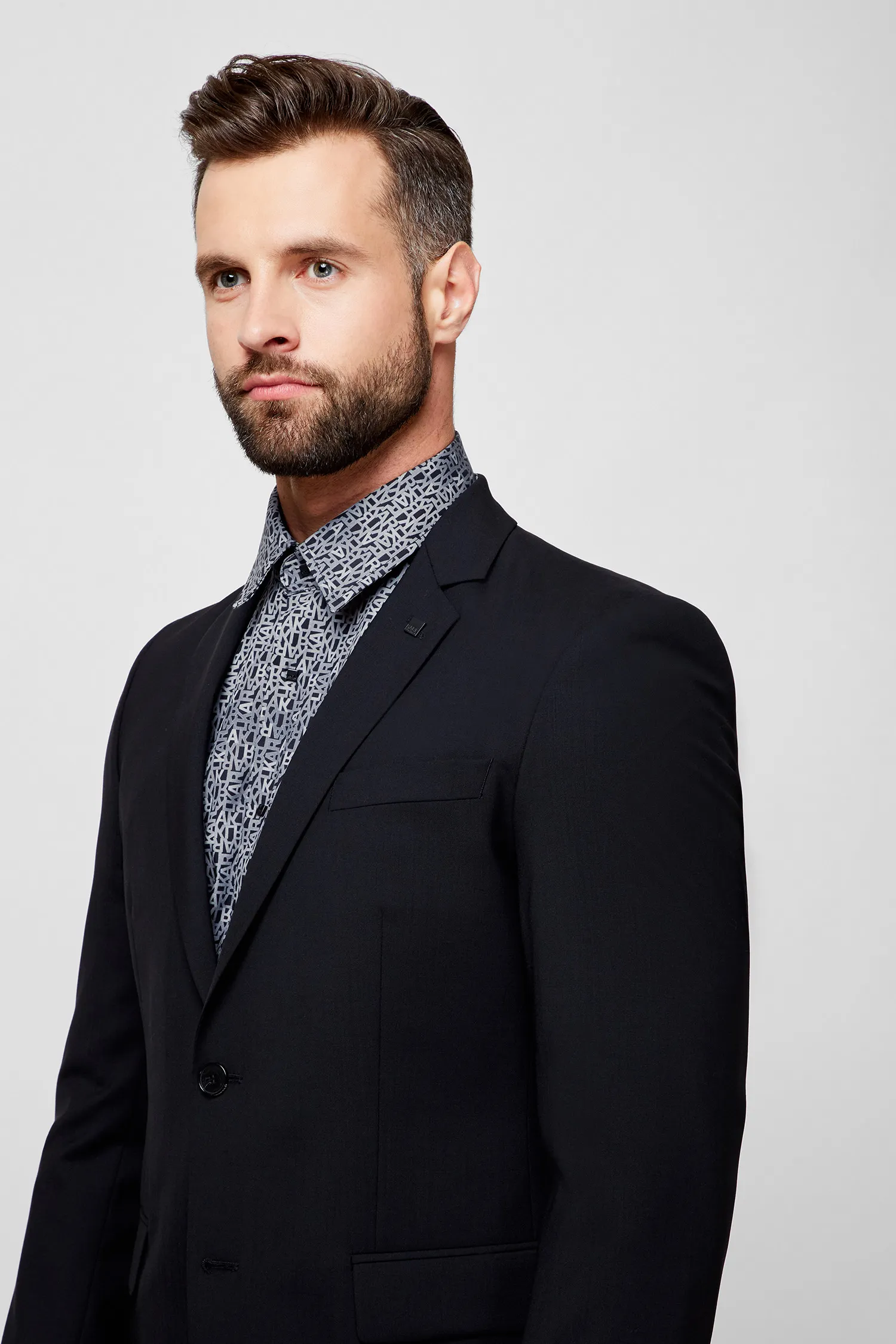 Чоловічий чорний вовняний піджак 4