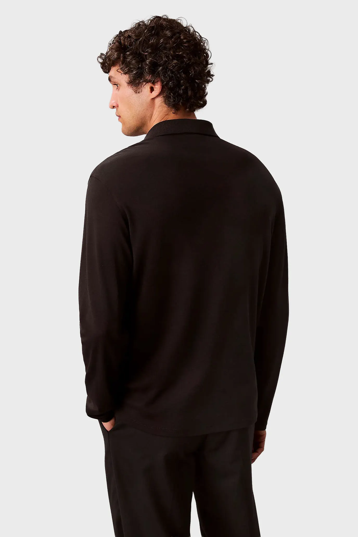 Мужское черное поло LS SUPIMA COTTON SOLID 3