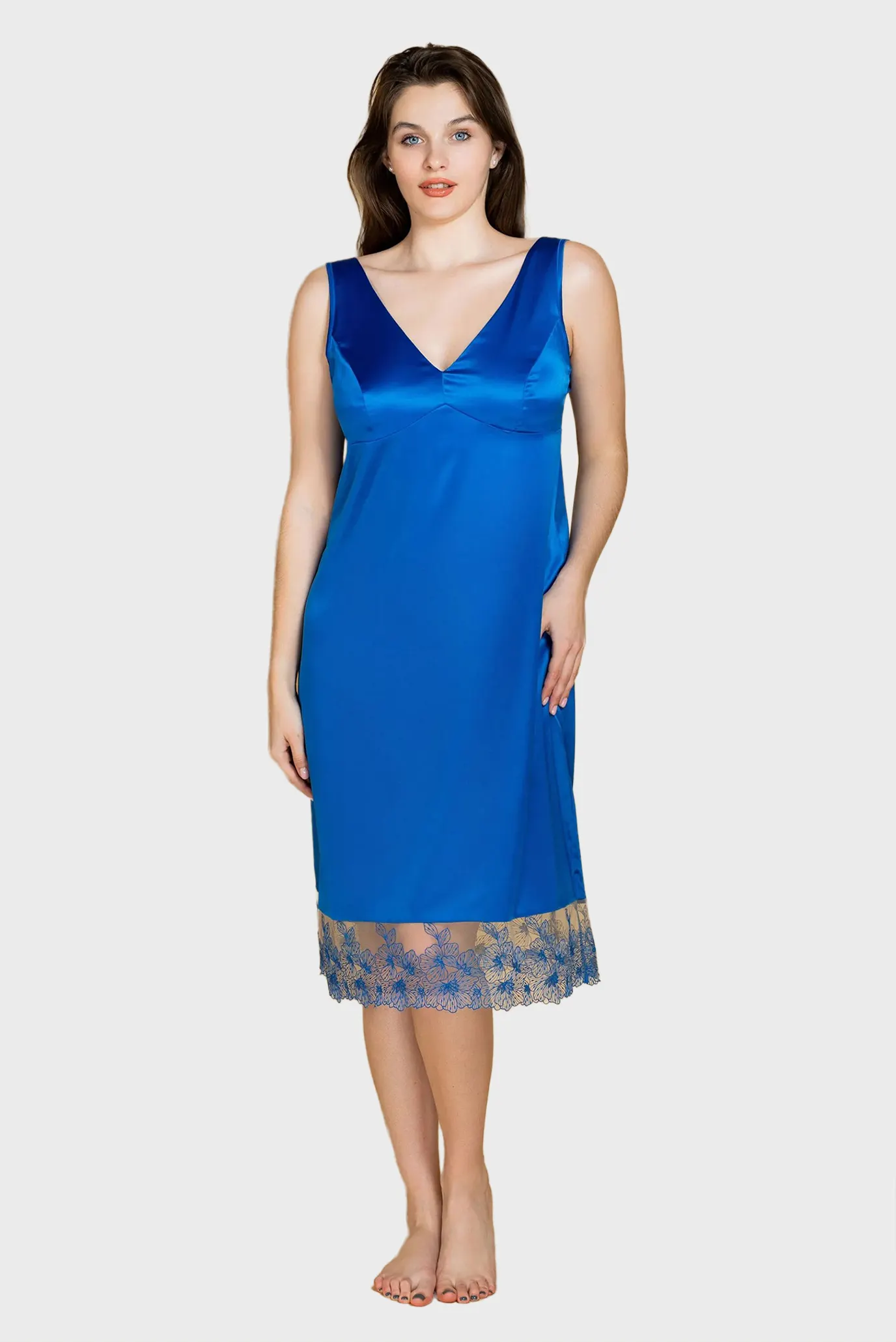 Женская синяя ночная рубашка 1