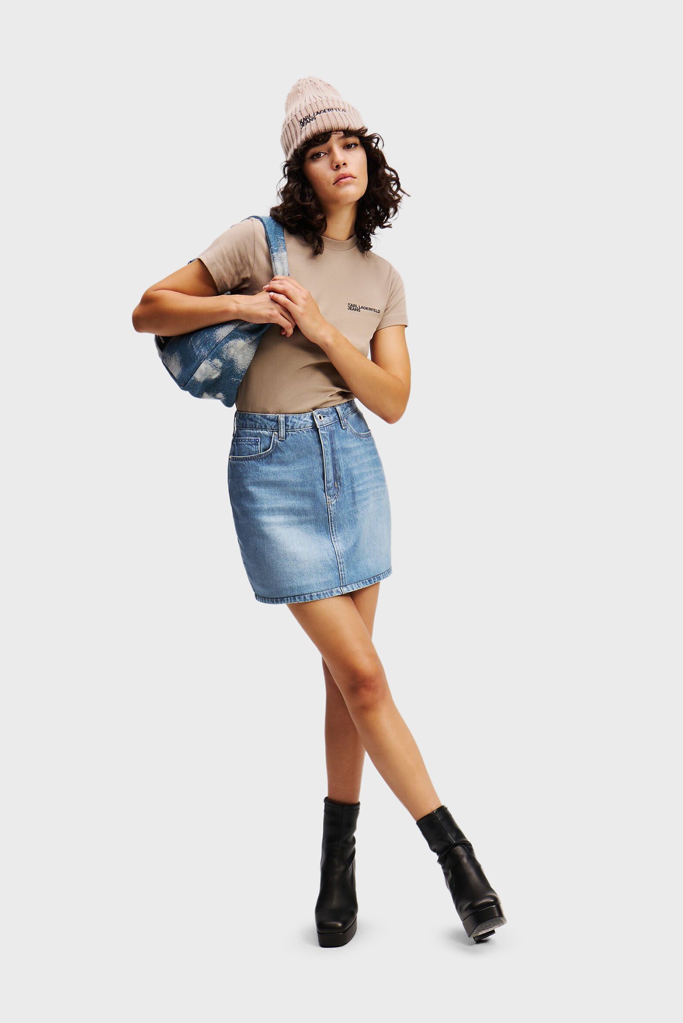 Женская голубая джинсовая юбка KLJ COATED DENIM MINI SKIRT 1