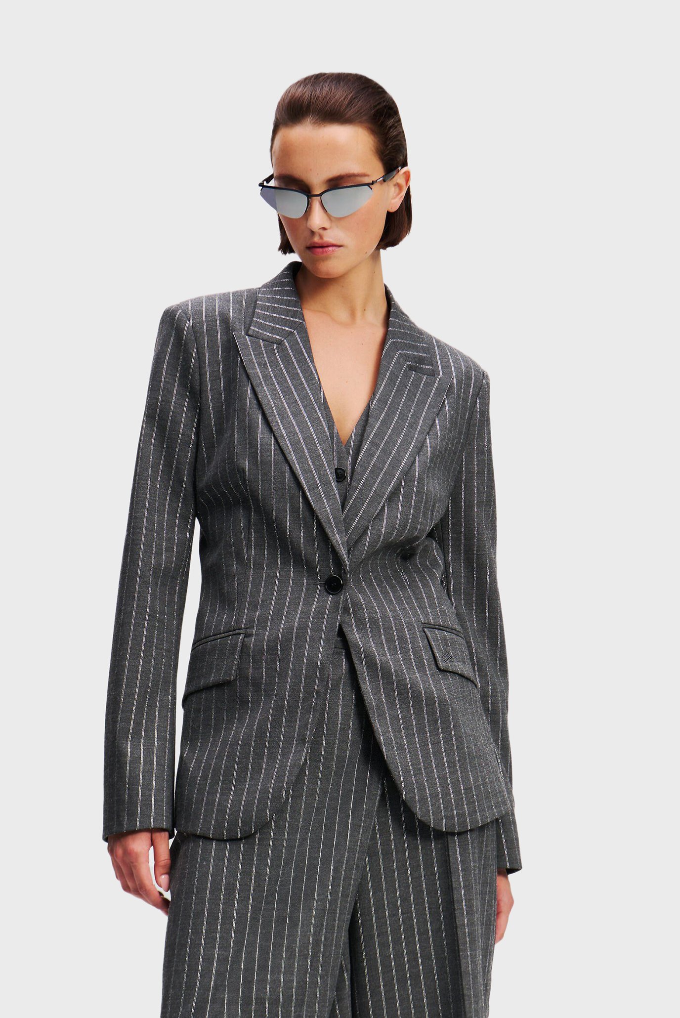 Женский серый жакет в полоску /PINSTRIPE BLAZER 1