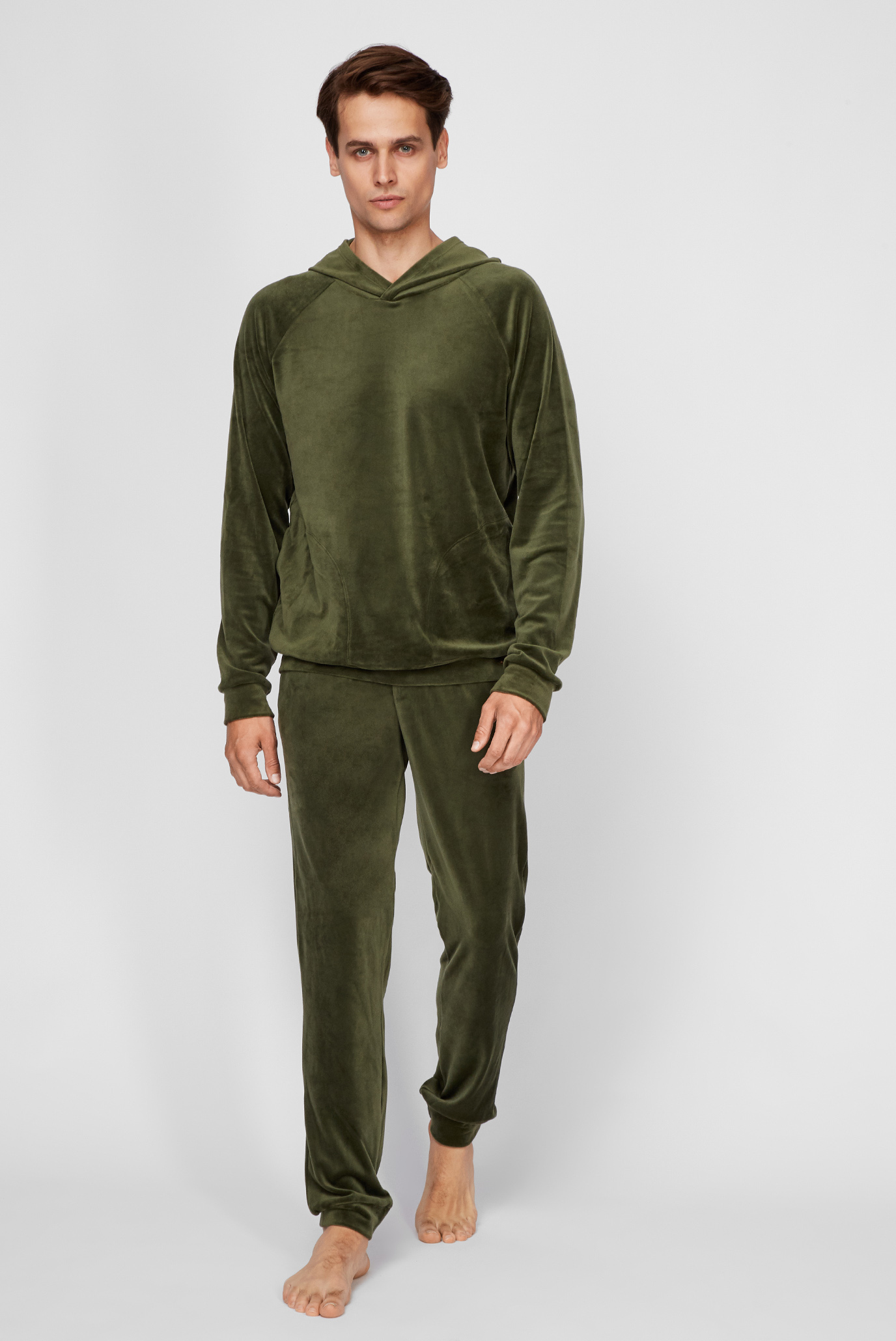 Чоловіча зелена піжама (худі, брюки) 1