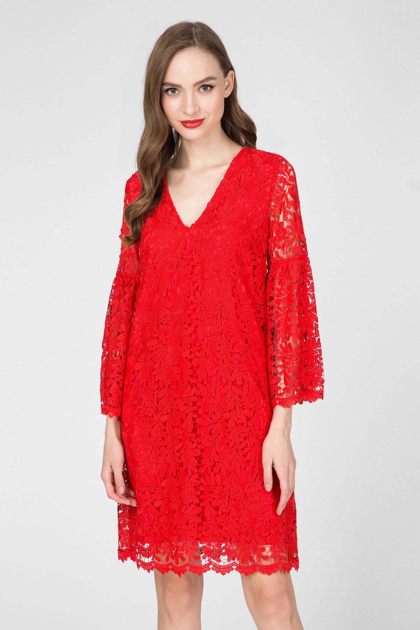 Женское красное кружевное платье MACRAME' LACE 1