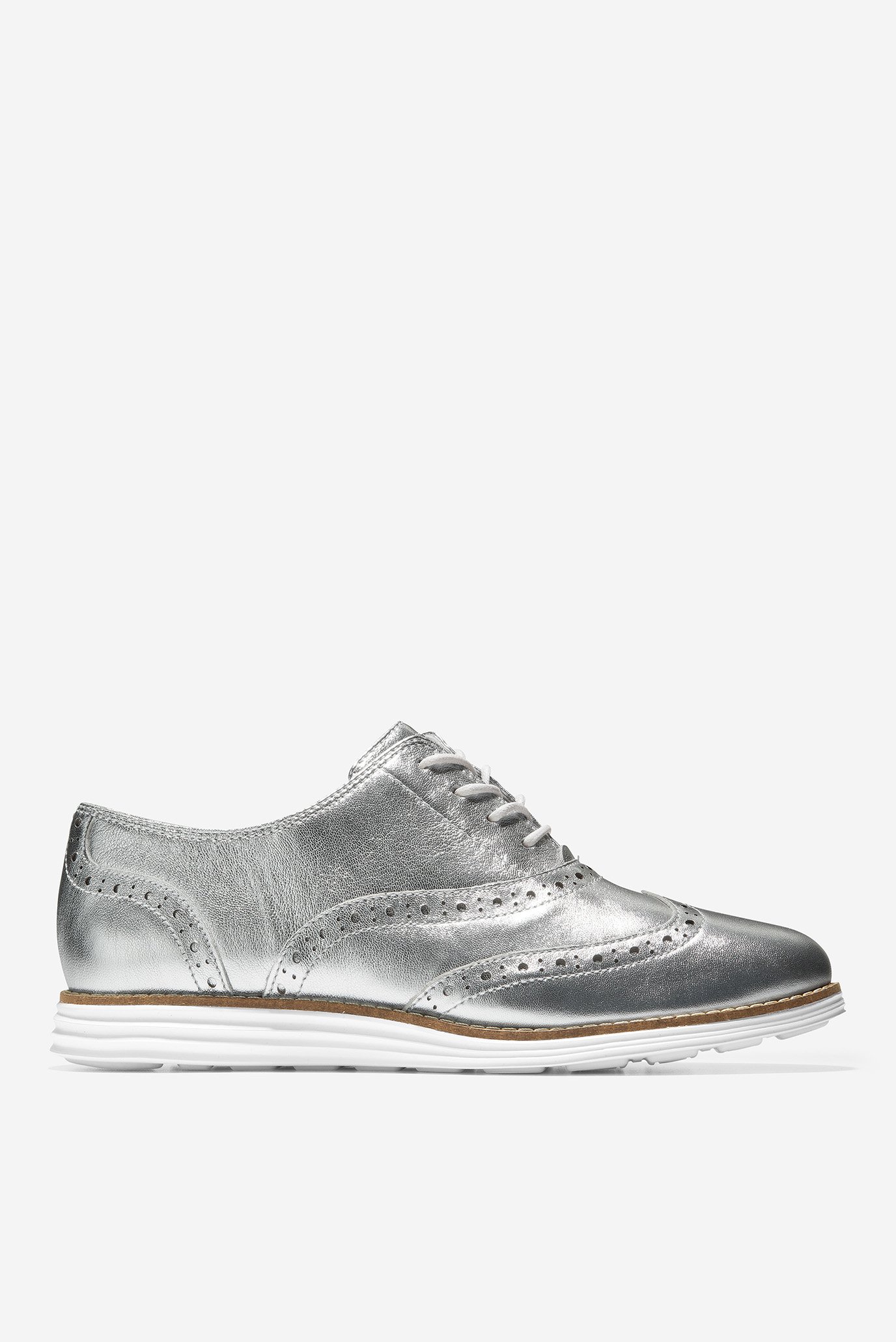 Женские серебристые кожаные броги ØriginalGrand Wingtip Oxford 1