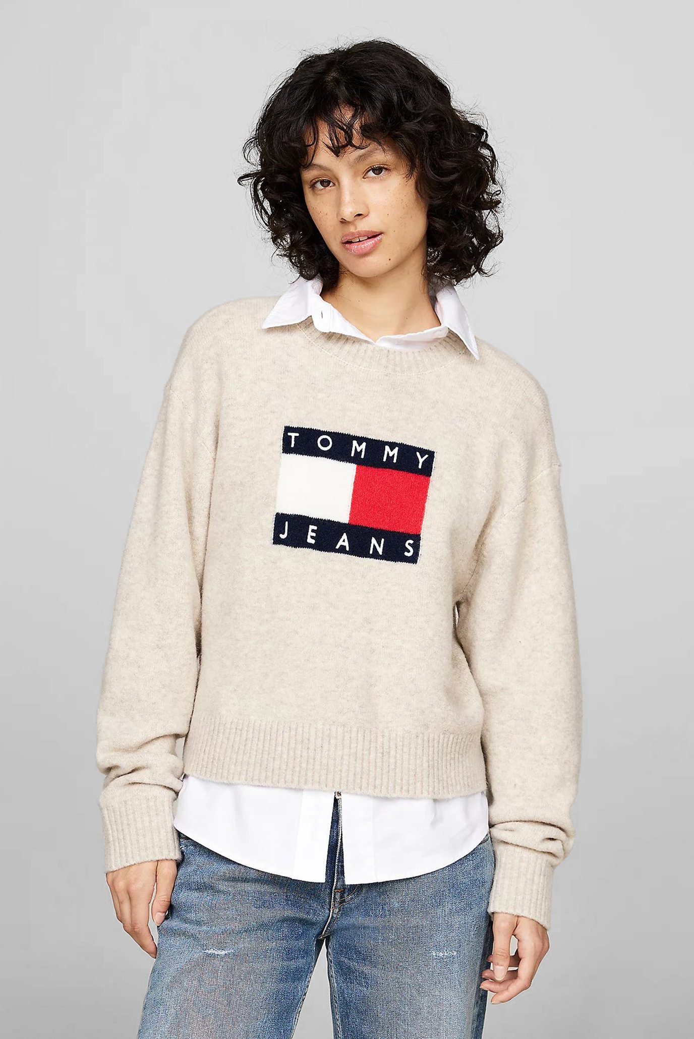 Женский бежевый джемпер TJW MELANGE FLAG SWEATER EXT 1