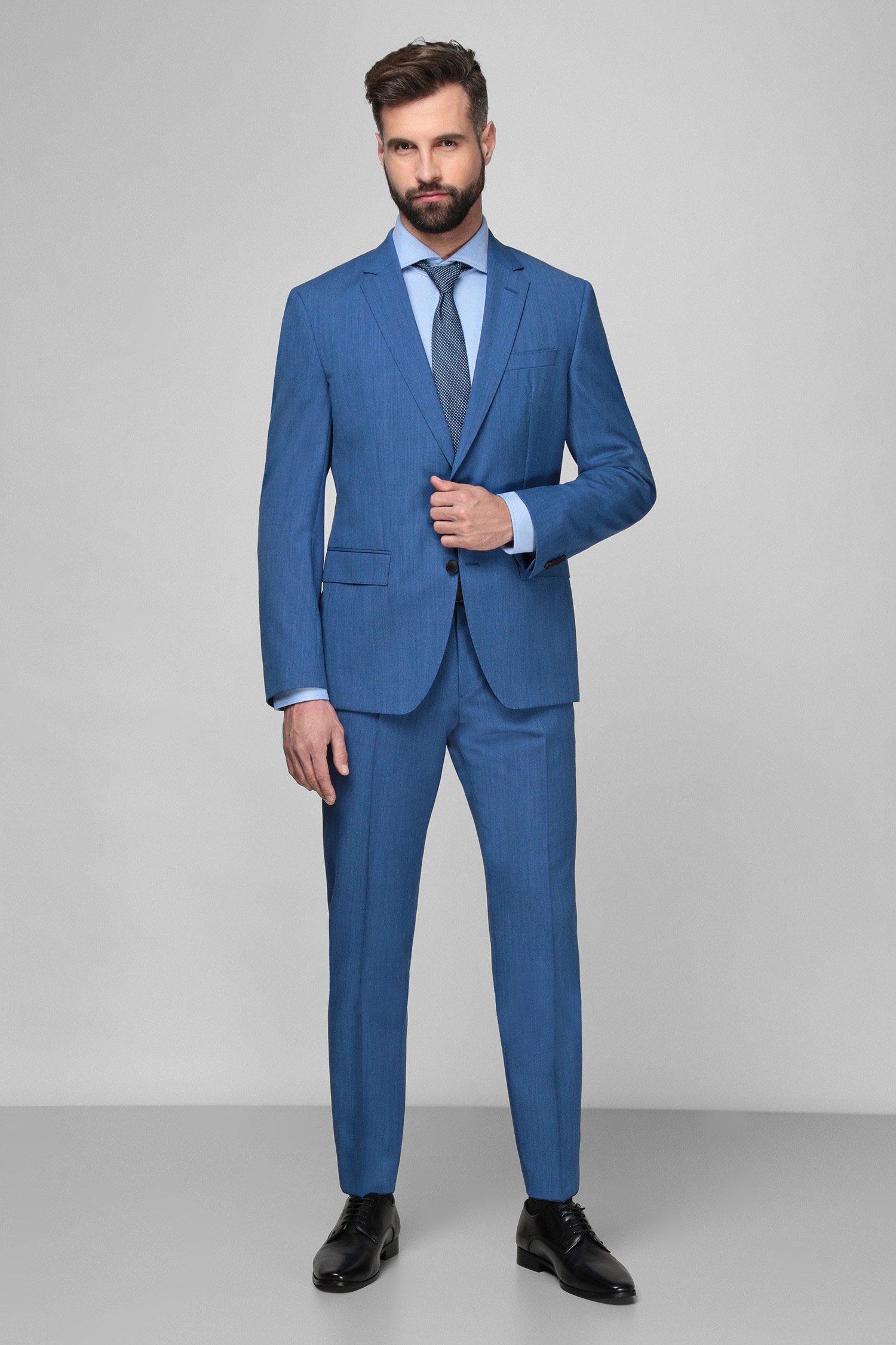 Чоловічий синій вовняний костюм (піджак, брюки) 1