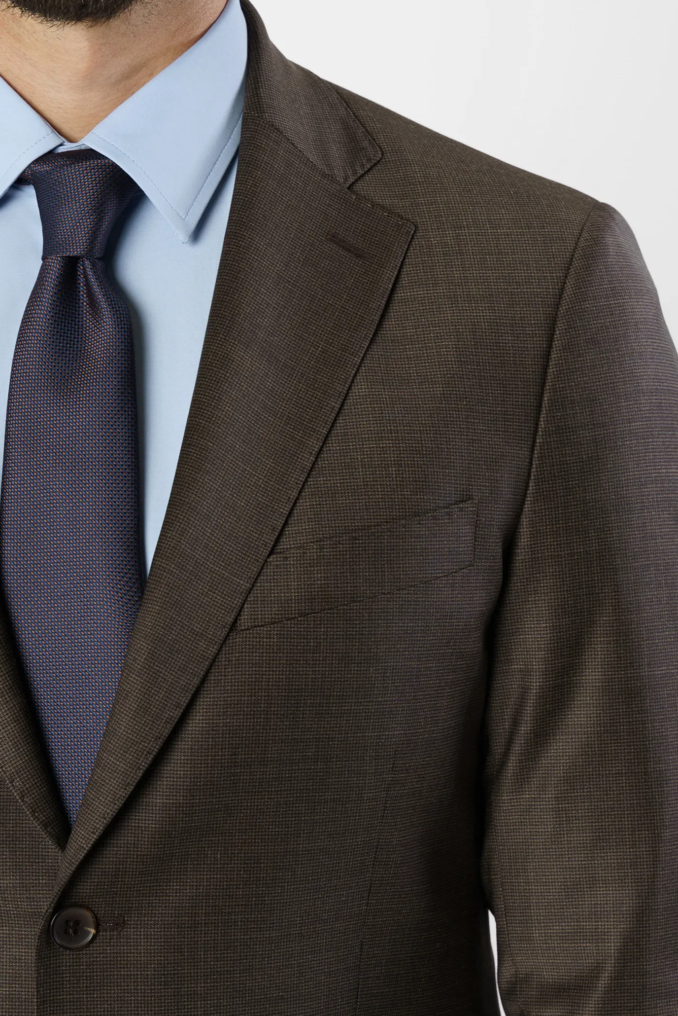 Чоловічий темно-коричневий вовняний костюм (піджак, брюки) 6