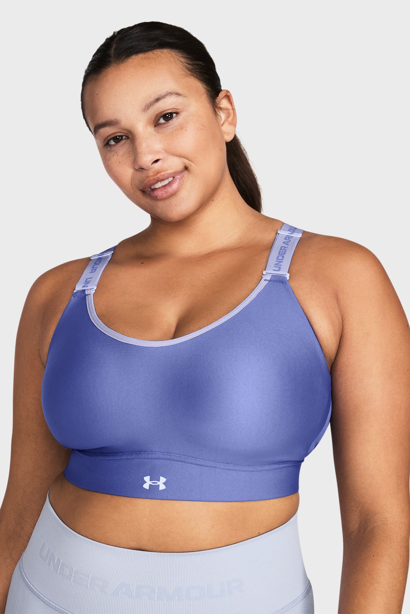 Женский фиолетовый топ UA Infinity Mid 2.0 Bra 1