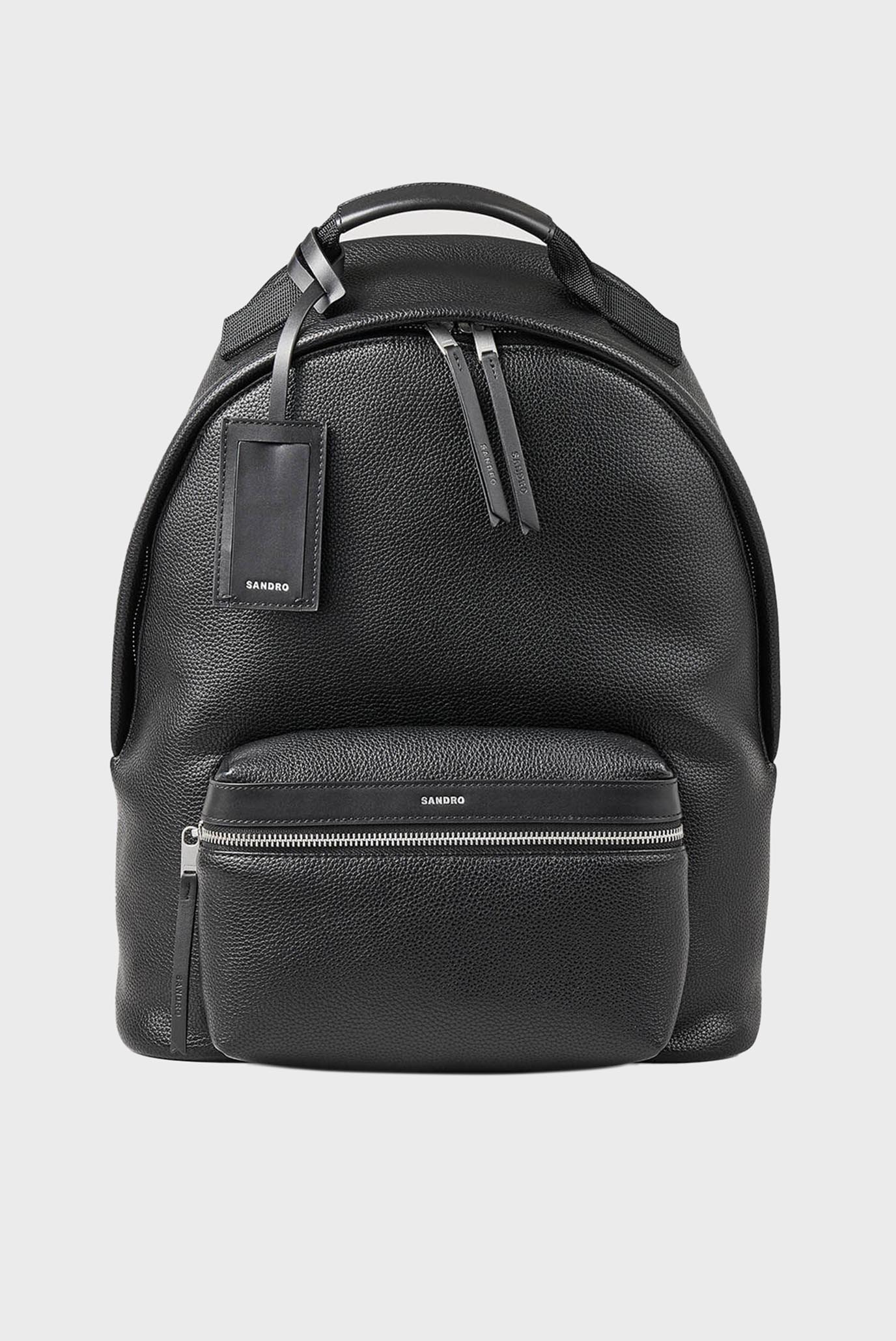 Мужской черный кожаный рюкзак Черный ONESIZE Sandro SHASA01275_BlackFW25 Мужской черный кожаный рюкзак Черный ONESIZE Sandro SHASA01275_BlackFW25