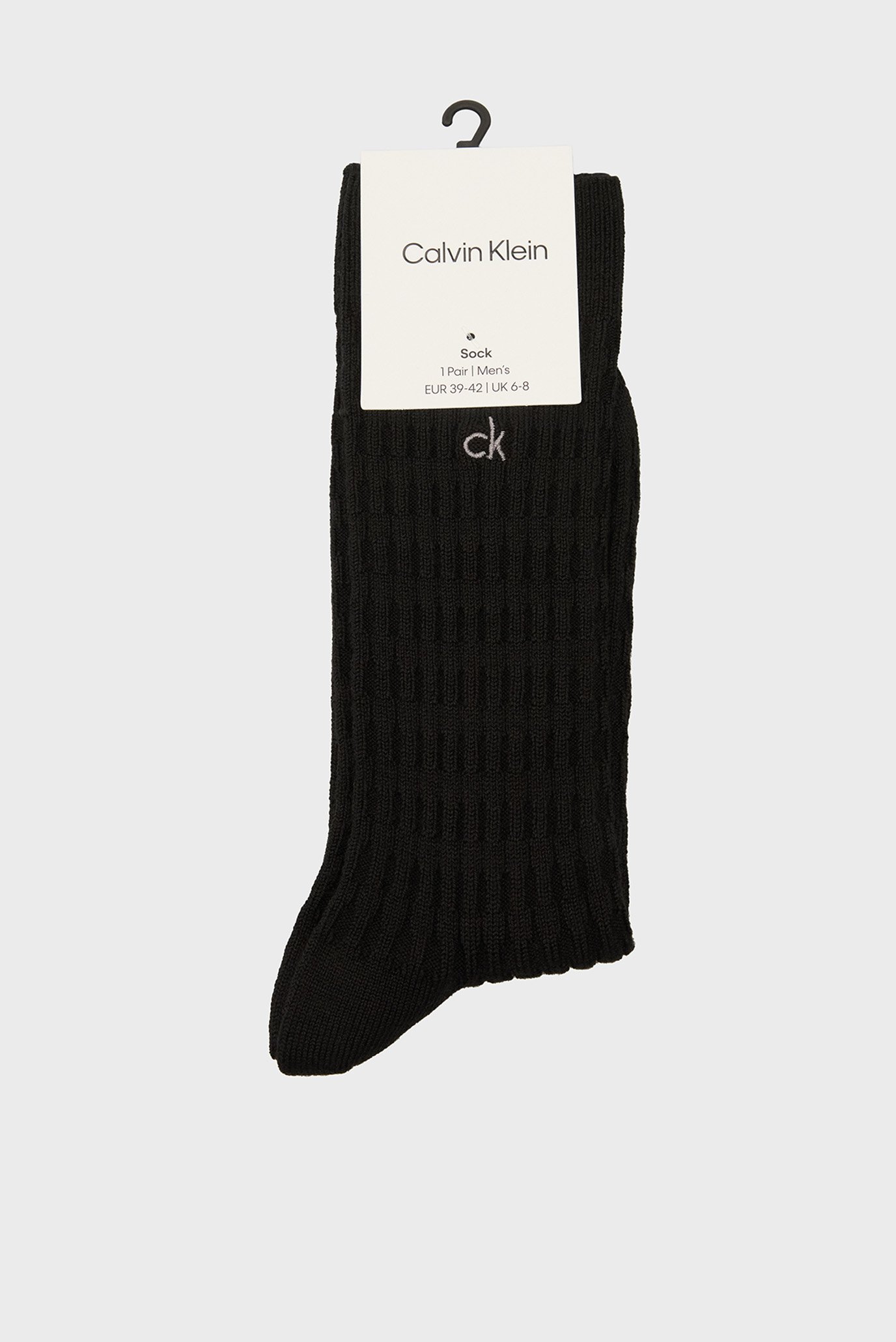 Чоловічі чорні вовняні шкарпетки CK MEN SOCK 1P WOOL STRUCTURE 1